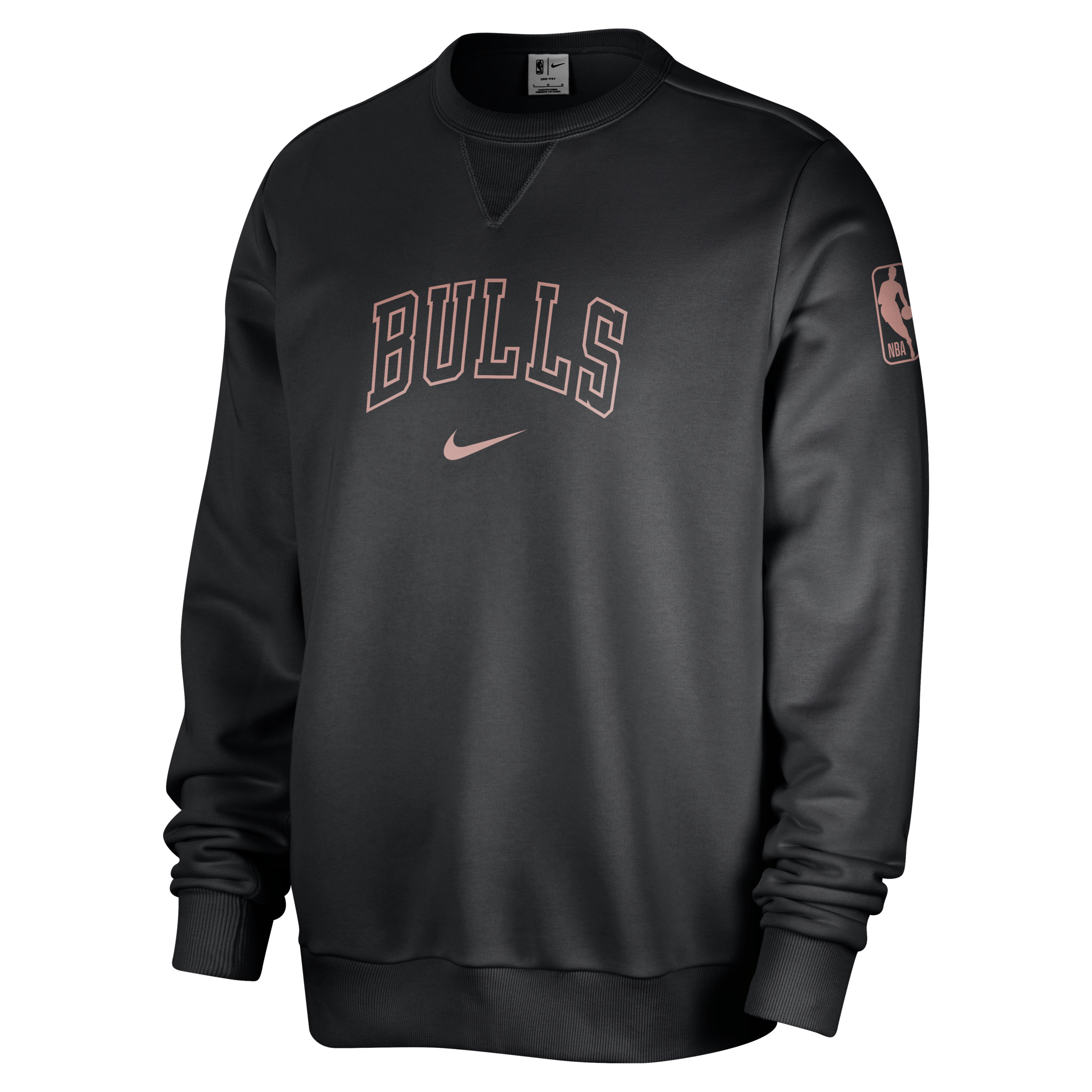 Nike Chicago Bulls Standard Issue Men's Dri-fit Nba Crew-neck Sweatshirt In Black