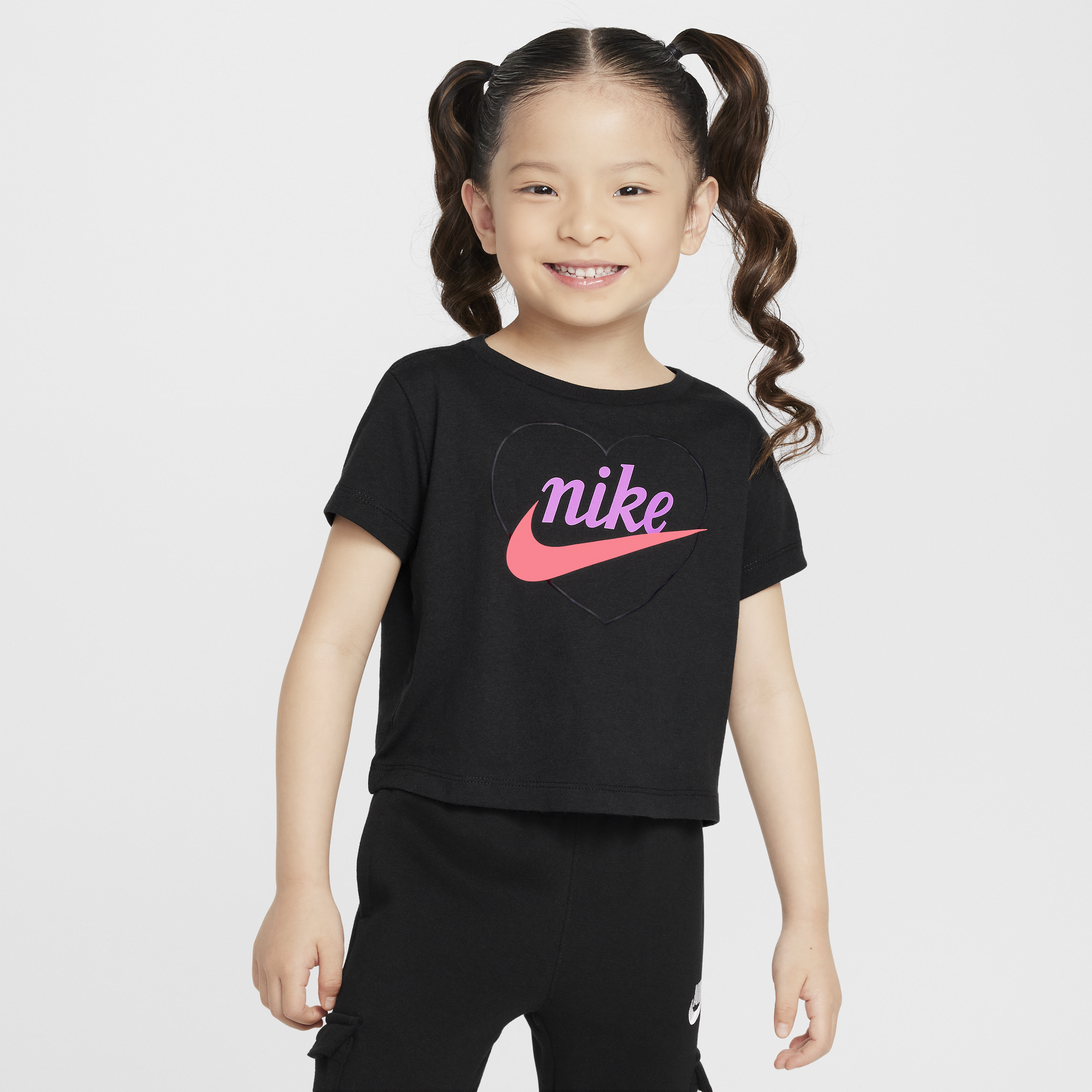 Nike Babies' New Impressions Toddler Heart Graphic T-shirt In Black