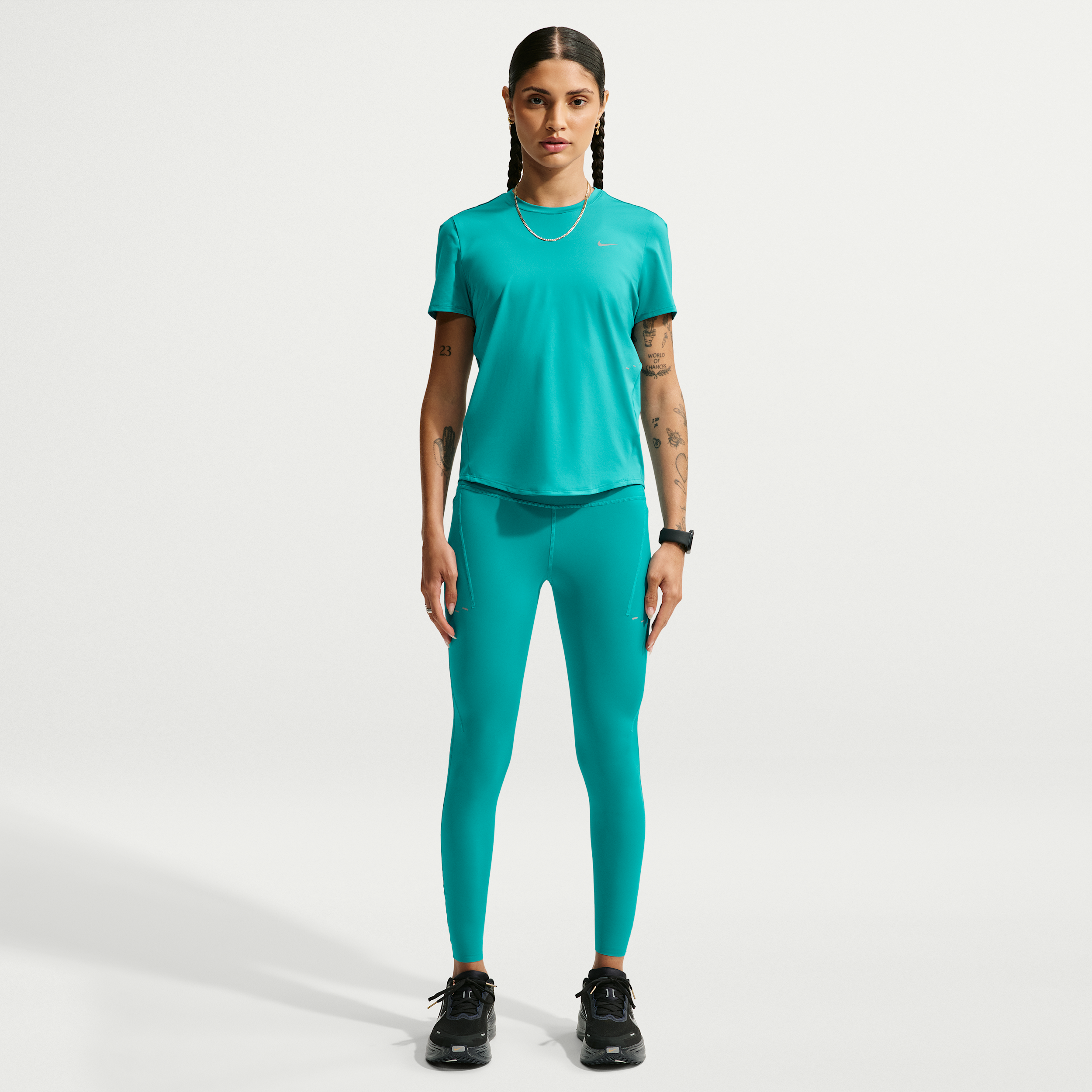 Nike Women's Swift High-Waisted 7/8 Running Leggings with Pockets in Green | HJ2252-300