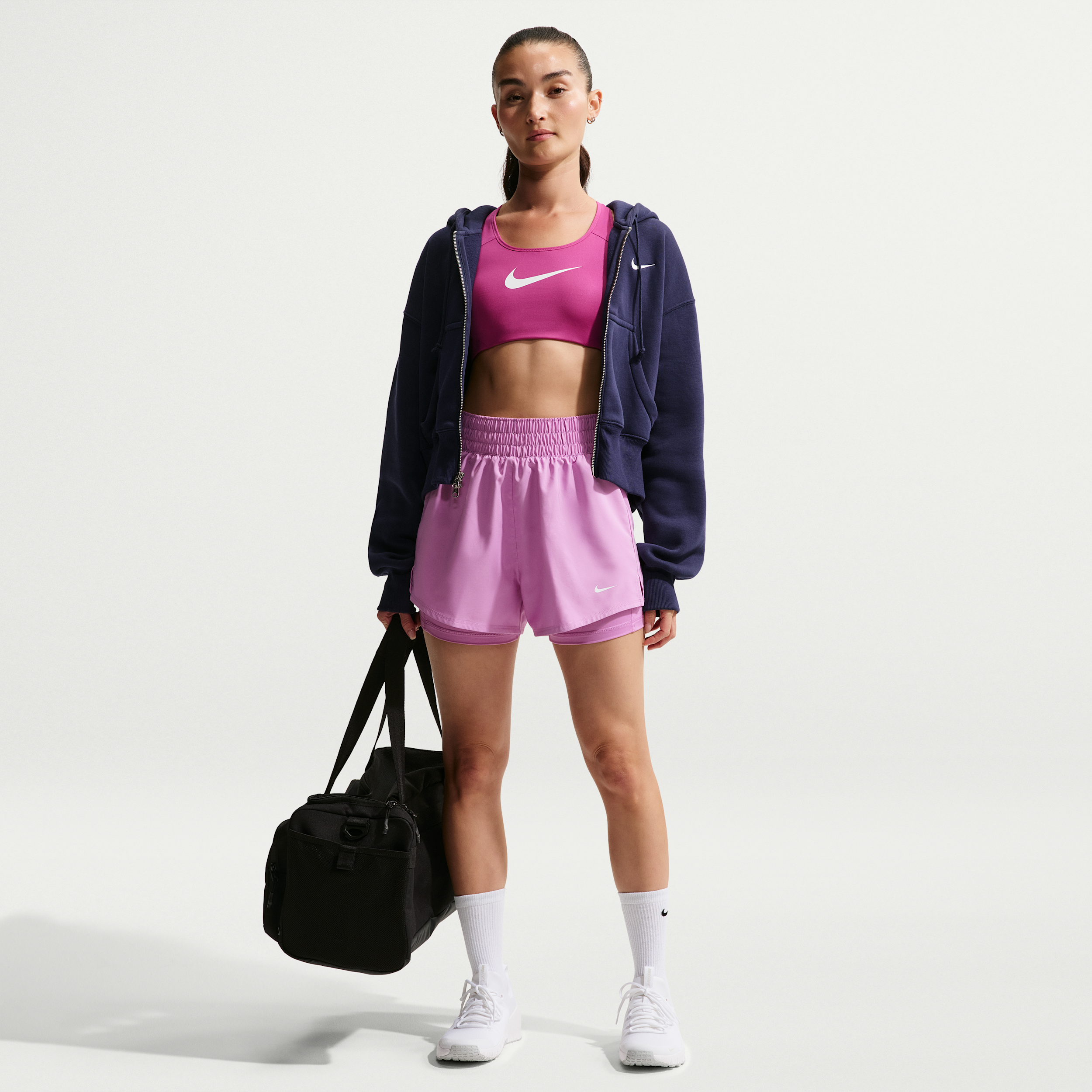 Nike Women's One Dri-FIT High-Waisted 3" 2-in-1 Shorts in Purple | DX6016-503