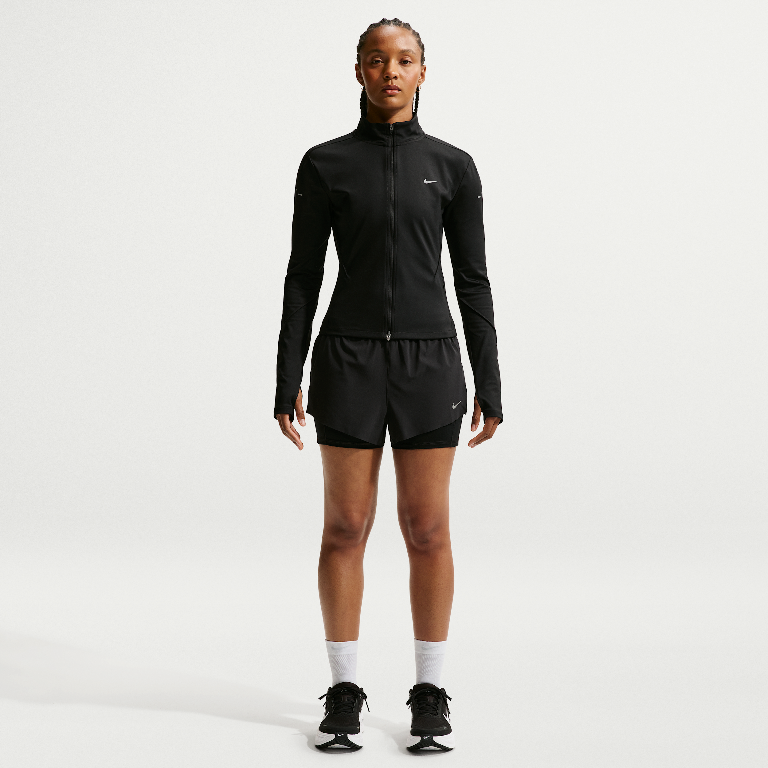 Nike Women's Swift Dri-FIT Mid-Rise 2-in-1 Running Shorts in Black | HJ5376-010
