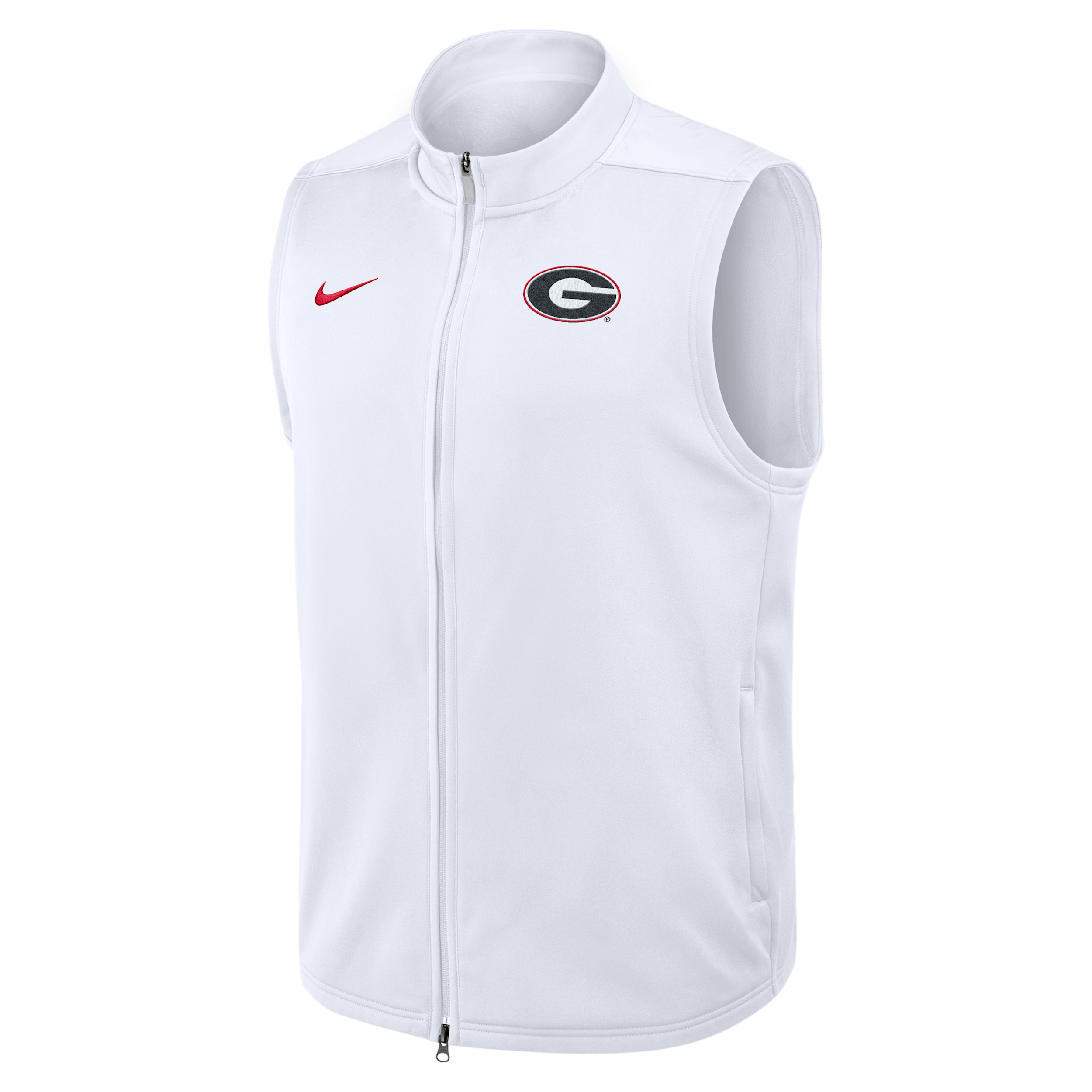 Georgia Primetime Victory Nike Men's Therma-FIT College Full-Zip Vest in White | 03OJ10AGBN-3VN
