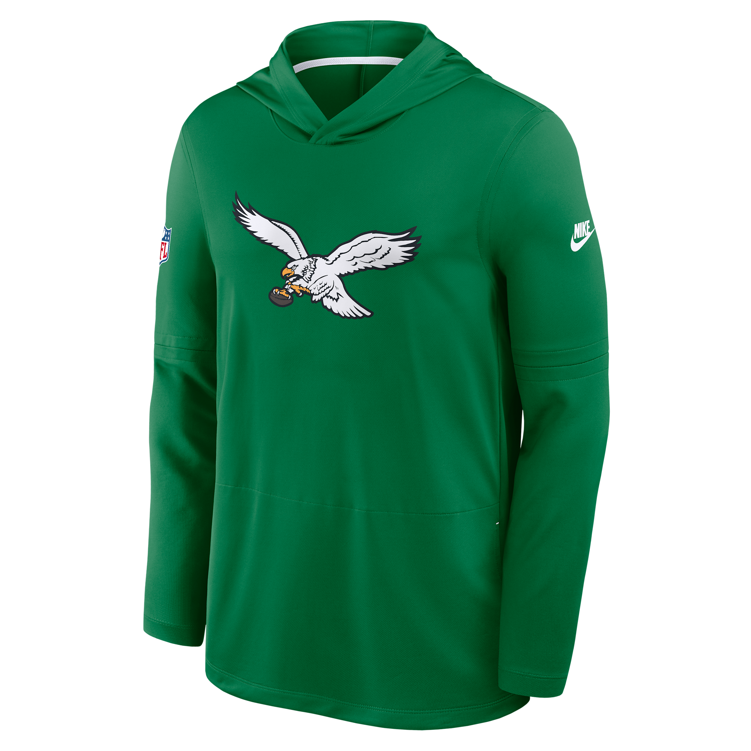 Men's Nike Kelly Green Philadelphia Eagles Sideline Alternate Lightweight Long Sleeve Hooded Dri-FIT T-Shirt