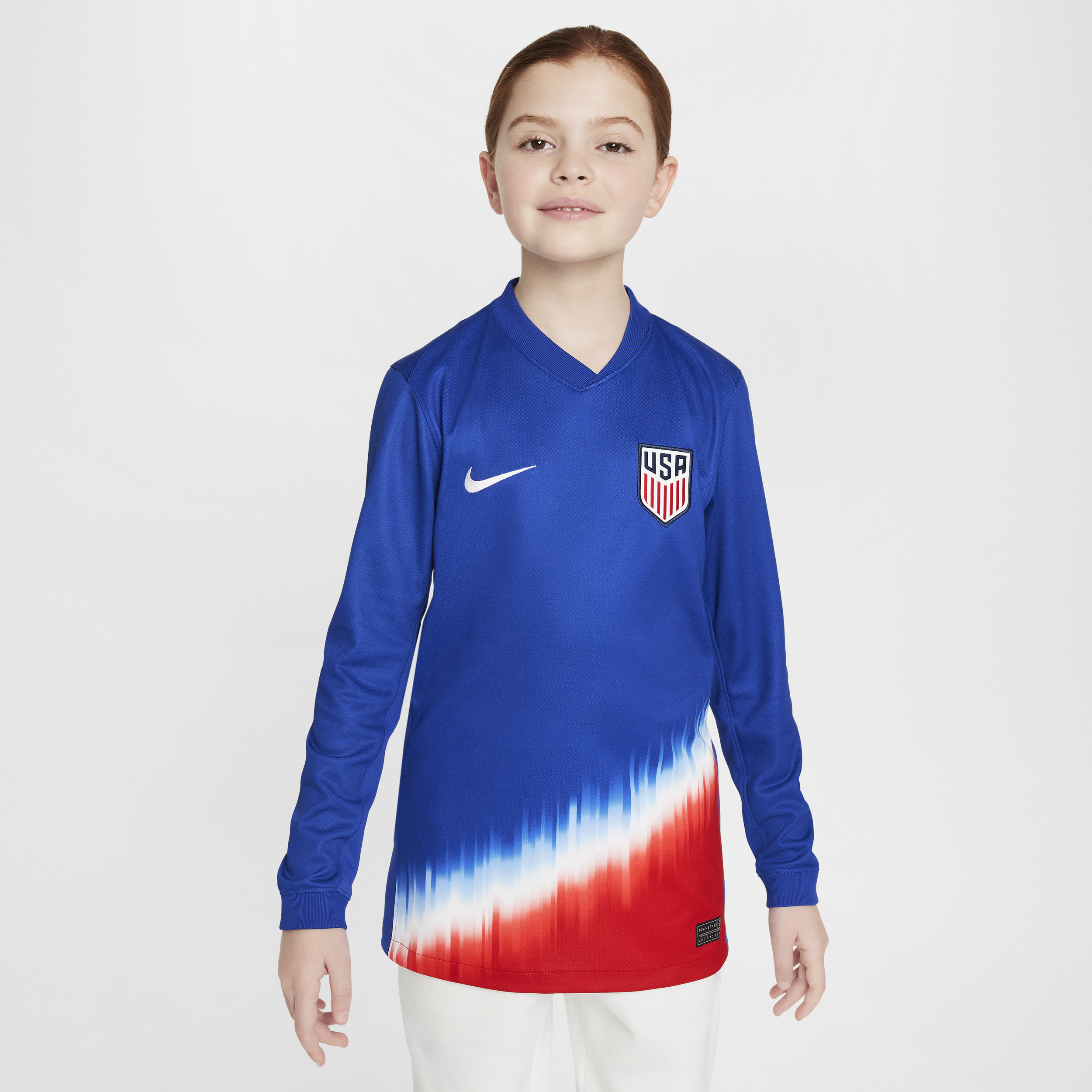 Nike Usmnt 2024 Stadium Away Big Kids'  Dri-fit Soccer Long-sleeve Replica Jersey In Blue