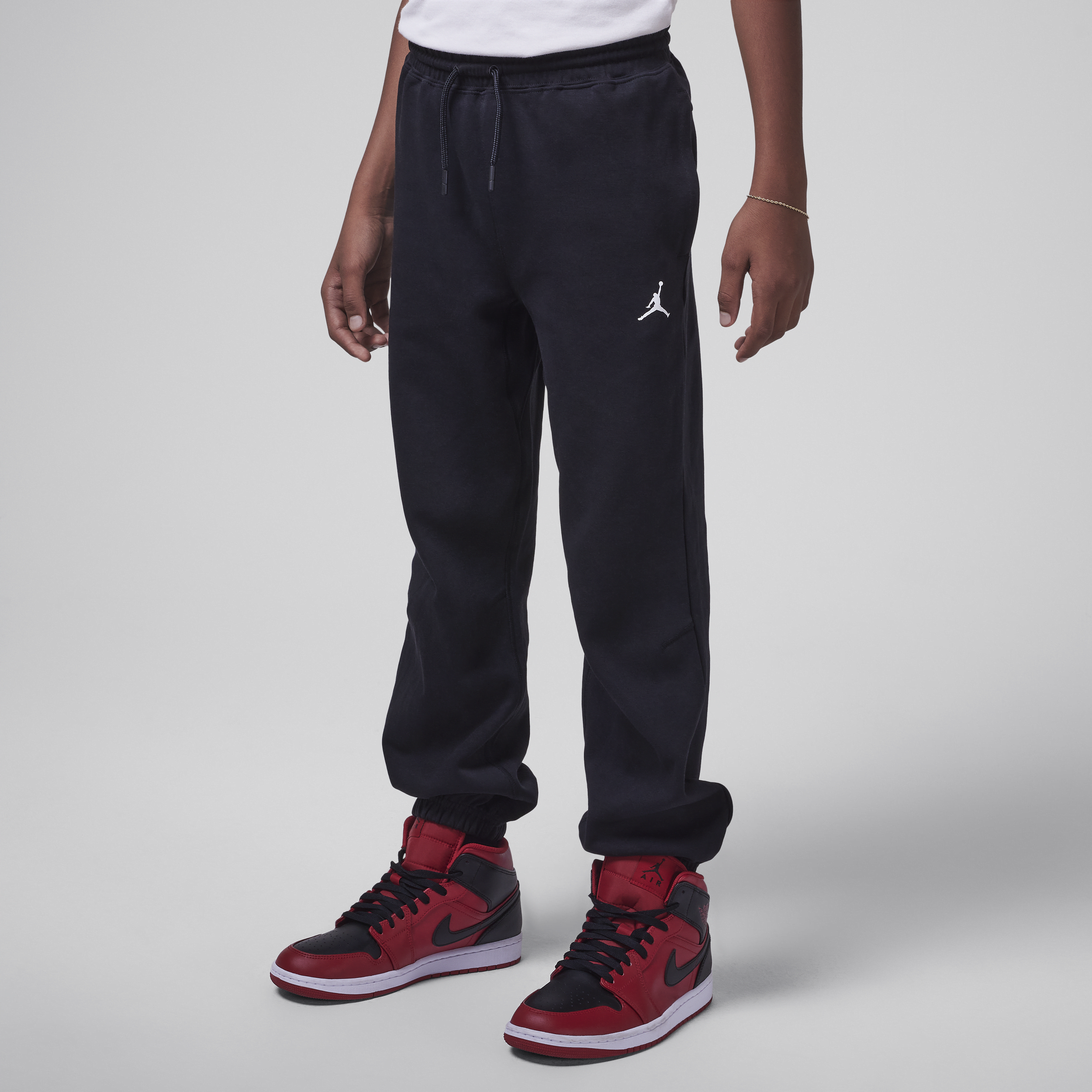 Jordan Dri-fit Sport Big Kids' Statement Hoop Fleece Pants In Black