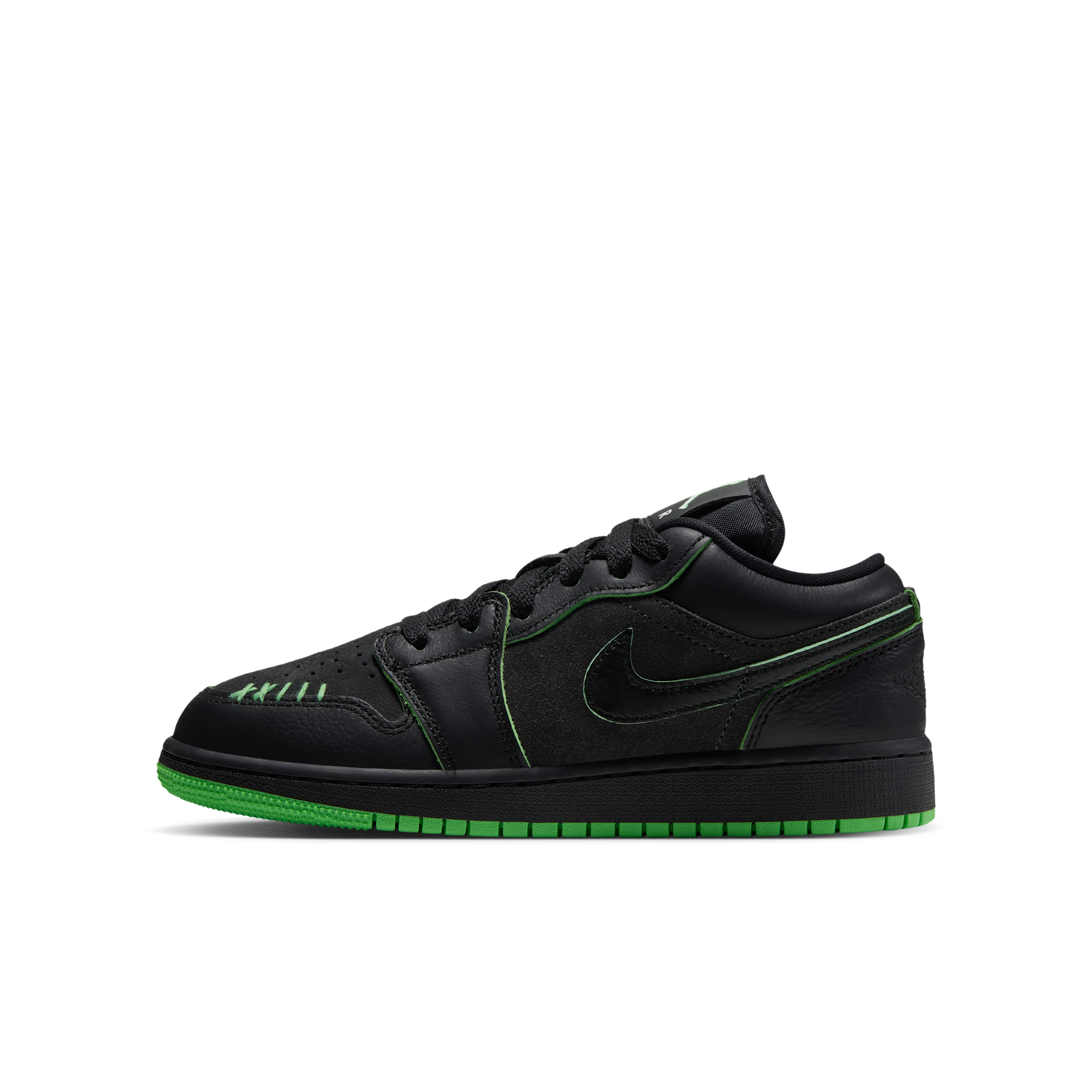 Jordan Air Jordan 1 Low SE Big Kids (GS) - BLACK/BLACK-SCREAM GREEN-DK SMOKE GREY - unisex - 6Y