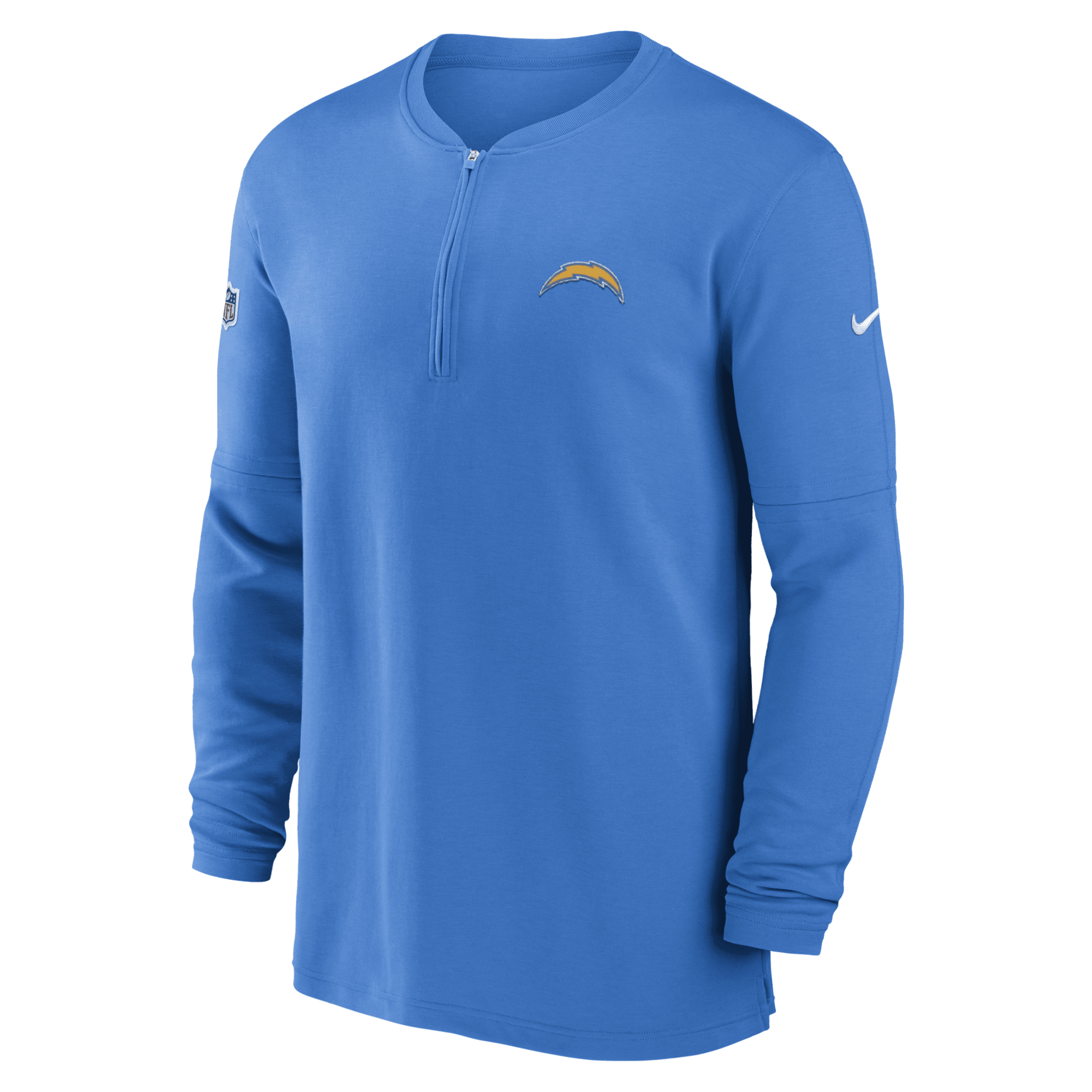 Shop Nike Los Angeles Chargers Sideline Menâs  Men's Dri-fit Nfl 1/2-zip Long-sleeve Top In Blue
