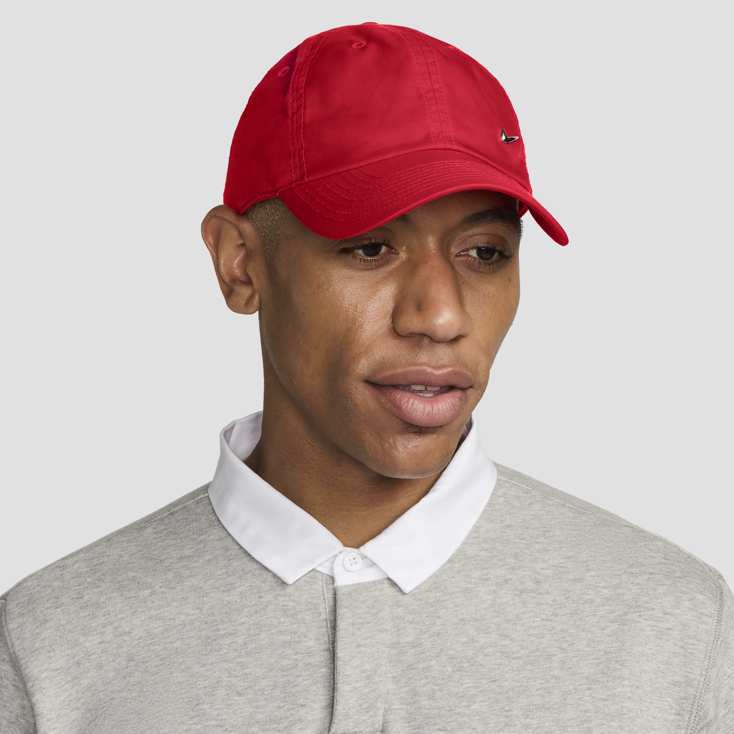 Nike Unisex Dri-fit Club Unstructured Metal Swoosh Cap In Red