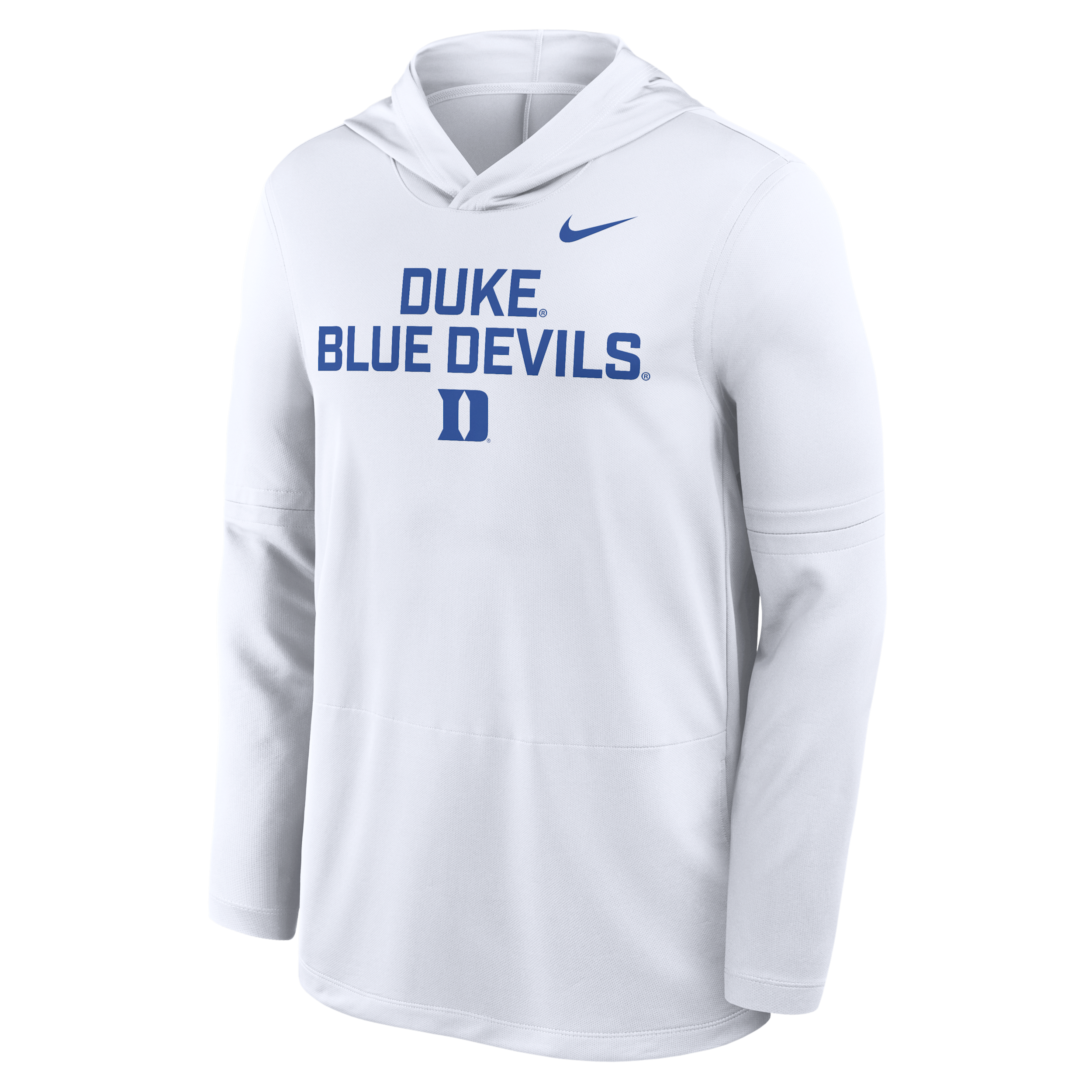 Nike White Duke Blue Devils 2025 Sideline Performance Long Sleeve Hoodie T-shirt In White