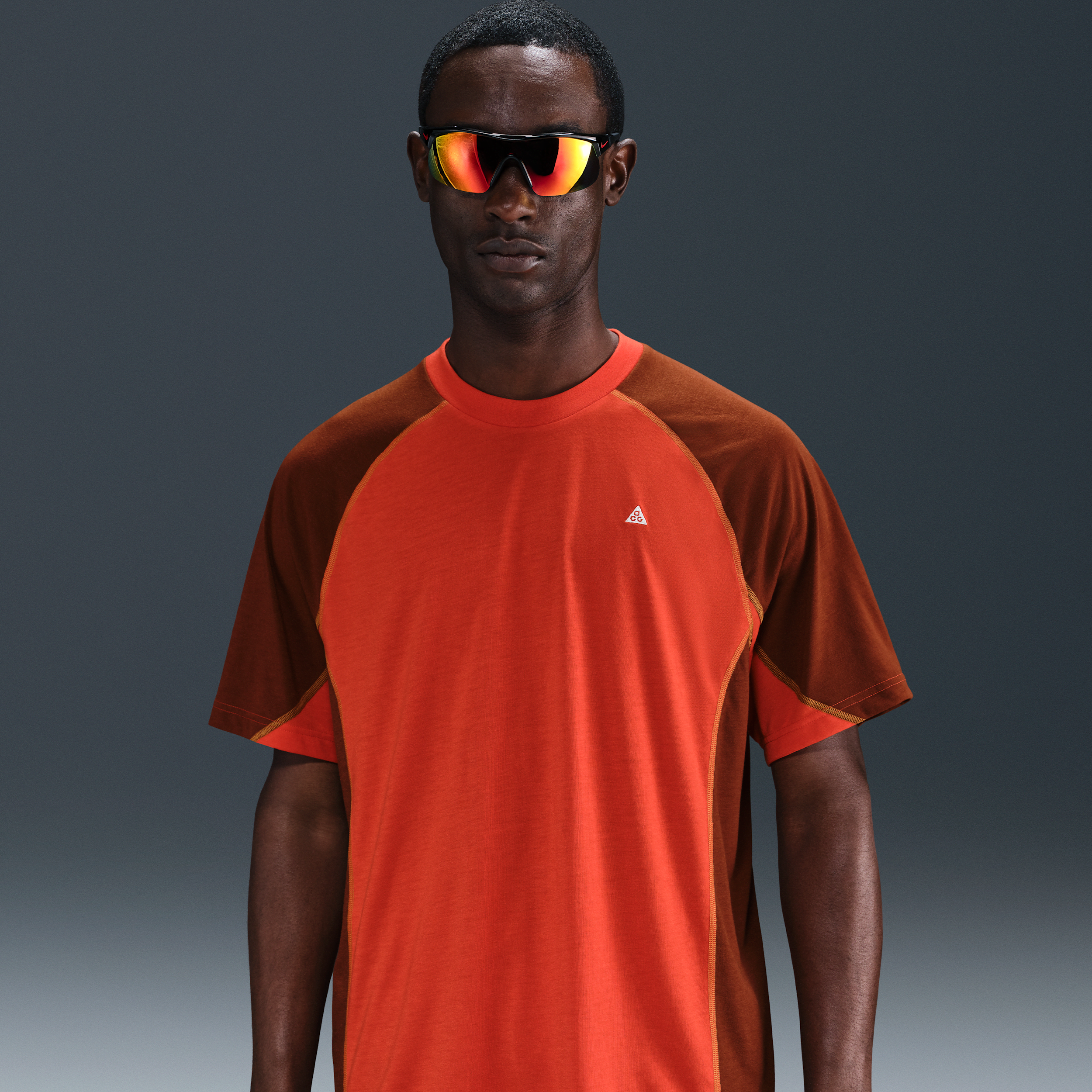 Nike Men's Acg "goat Rocks" Dri-fit Adv Uv Short-sleeve Shirt In Red
