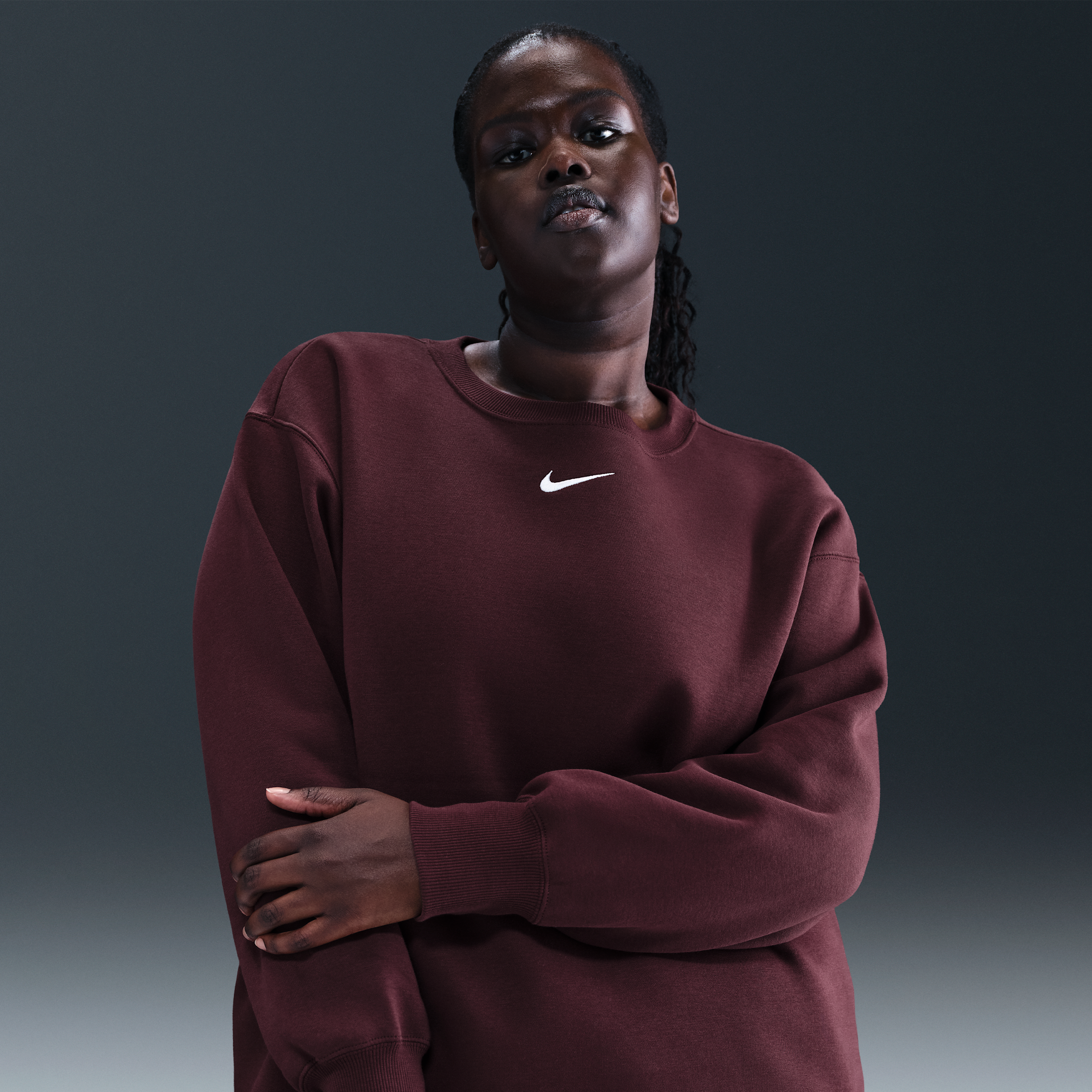 Nike Women's  Sportswear Phoenix Fleece Oversized Crew-neck Sweatshirt (plus Size) In Red