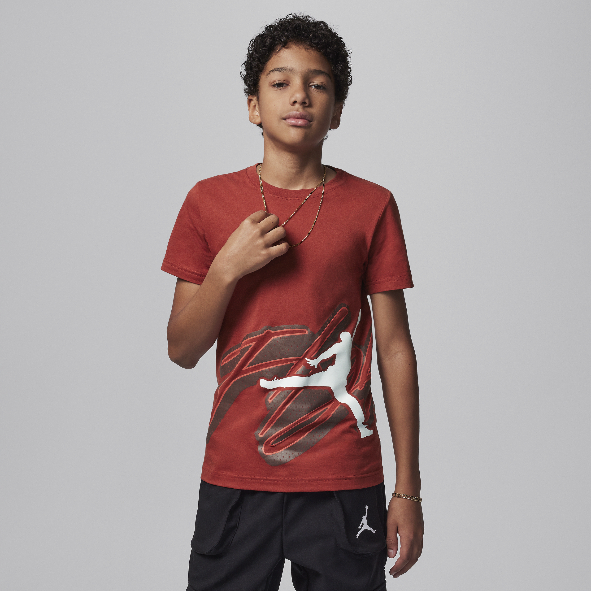Jordan Mesh Flight Big Kids' Graphic T-shirt In Red