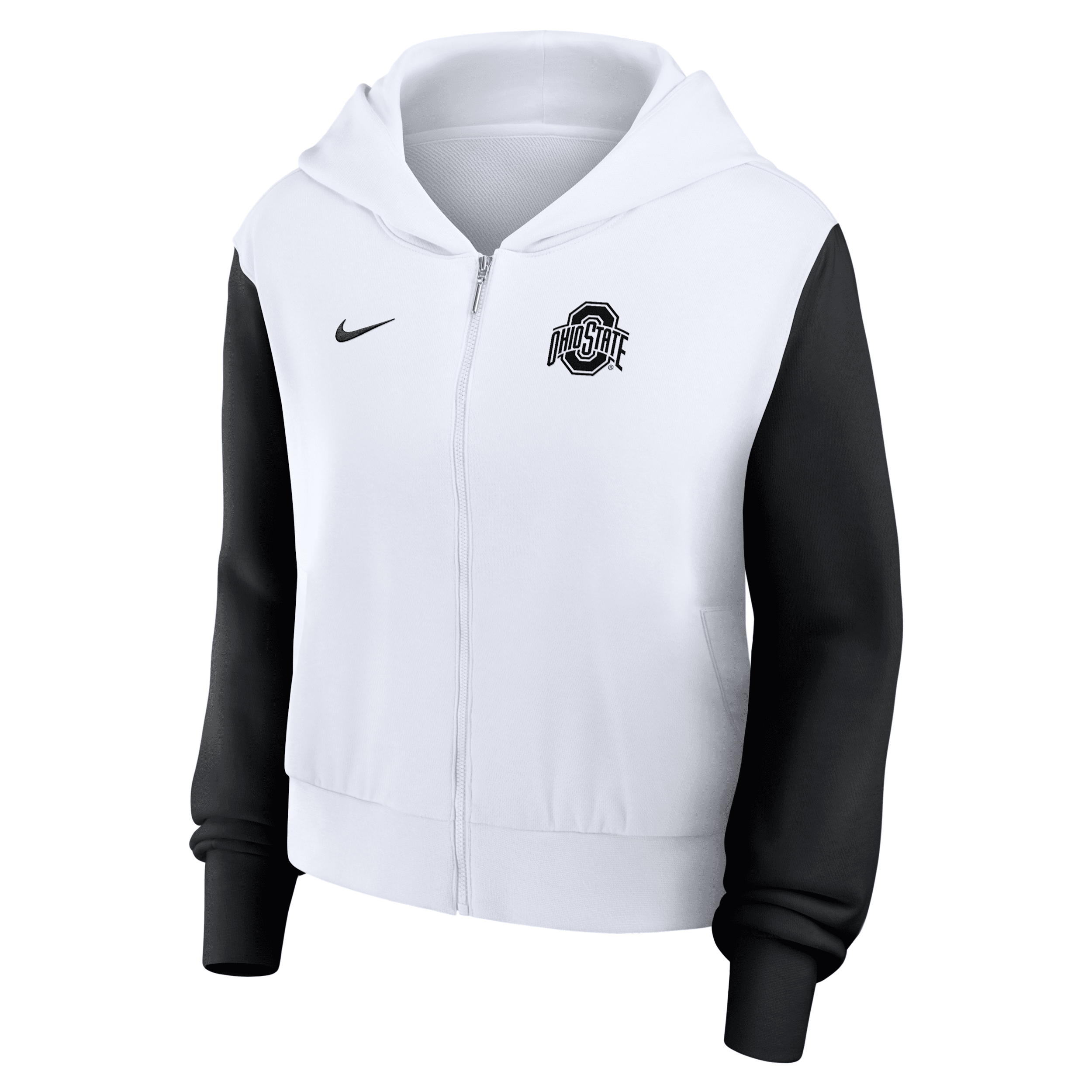 Nike White Ohio State Buckeyes Cropped Beyond Capability Color-block Script Full-zip Hoodie