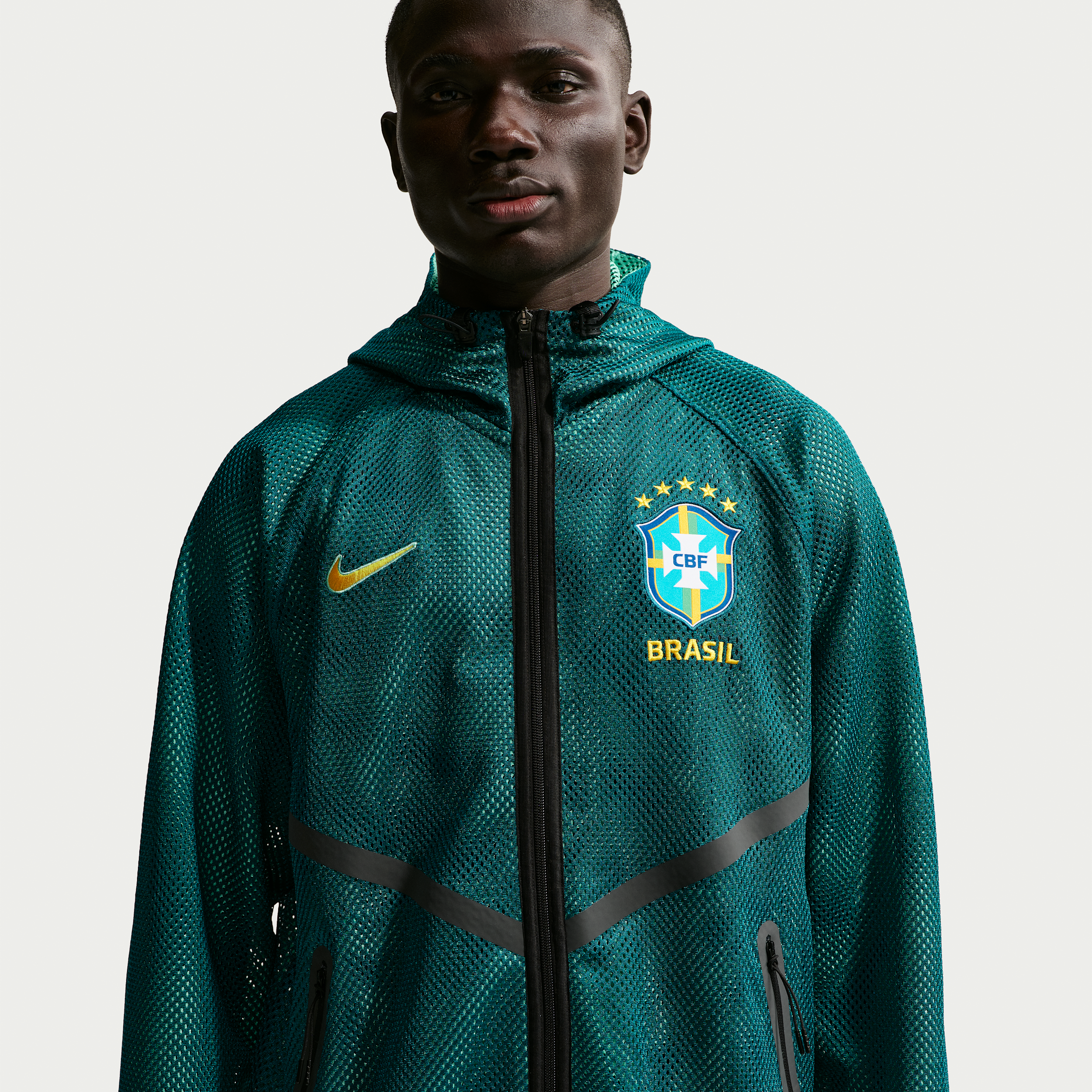 Nike Men's Green Brazil National Team 2026 Anthem Mesh Dri-fit Full-Zip Hooded Jacket - Green