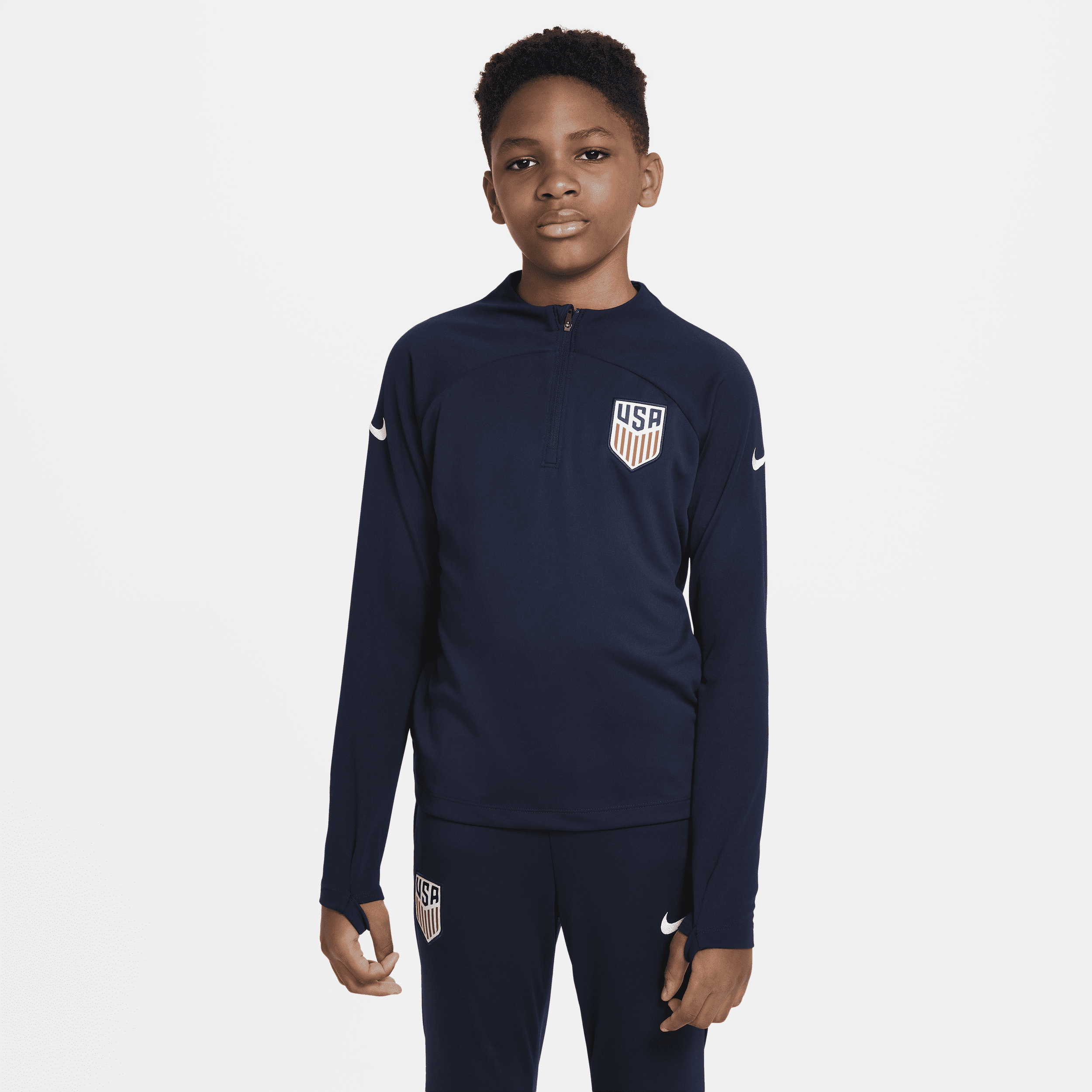 Nike U.s. Academy Pro Big Kids'  Dri-fit Knit Soccer Drill Top In Blue