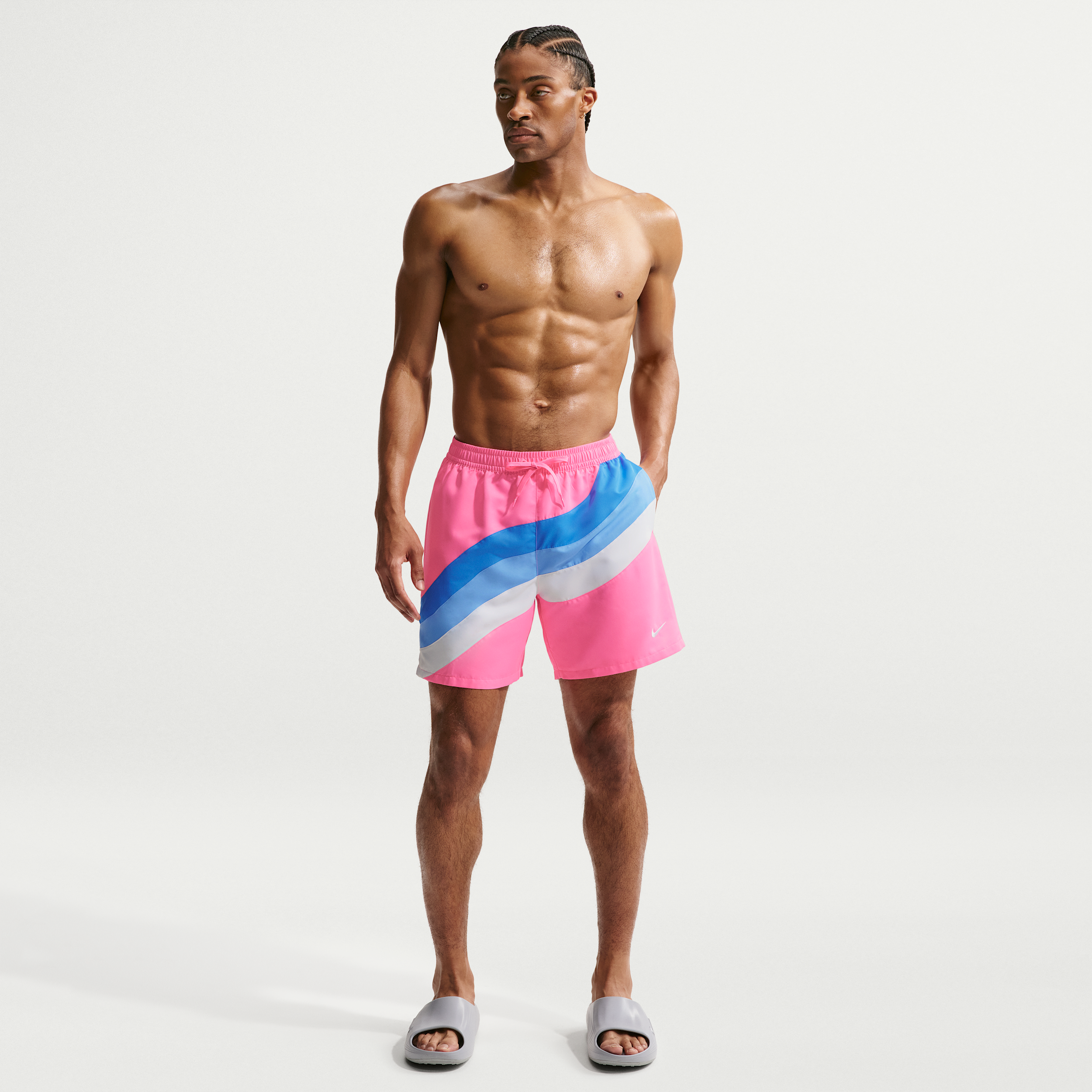 Nike Men's Swim Breaker 7" Fully Lined Volley Short in Pink | NESSG512-663
