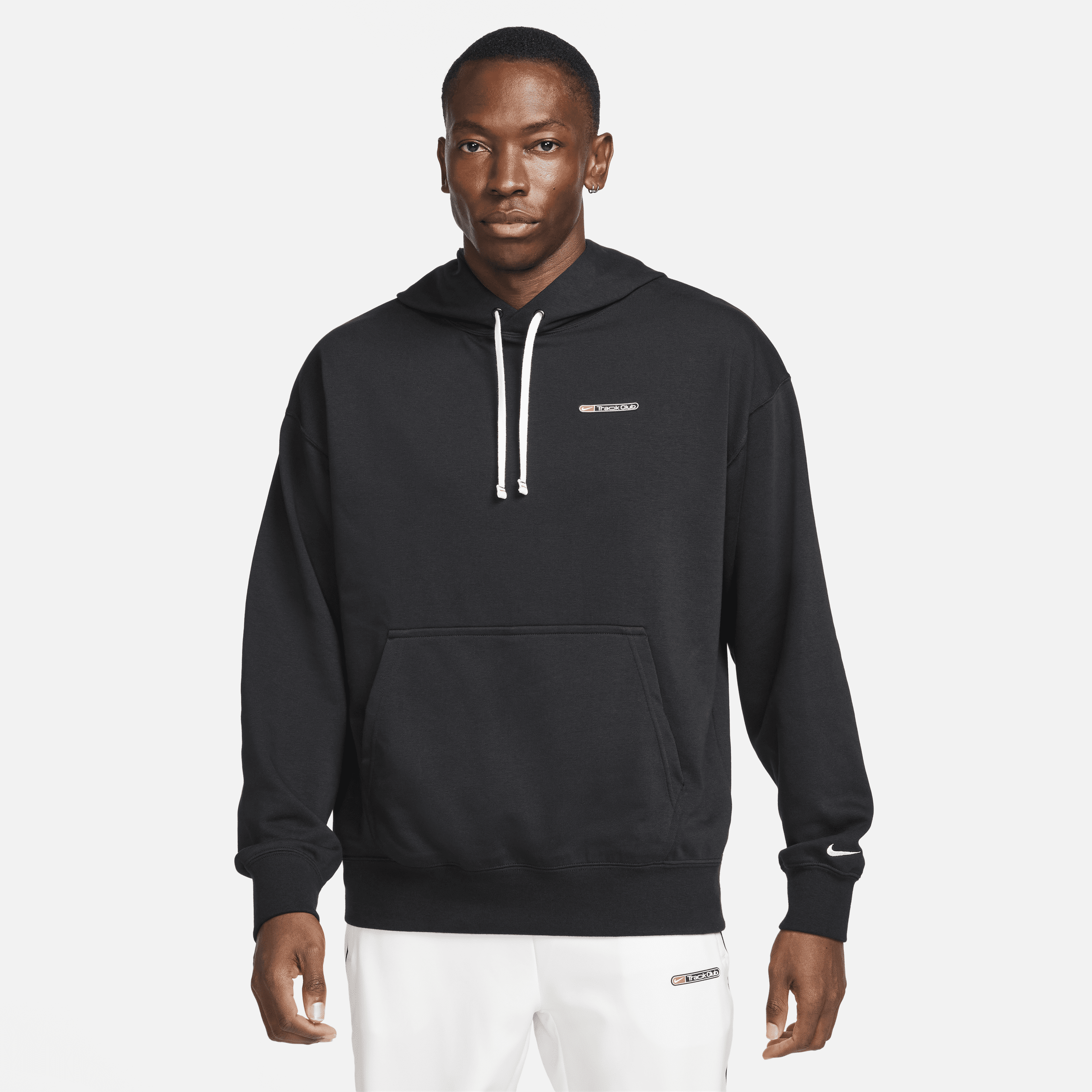 Shop Nike Men's Track Club Dri-fit Fleece Running Pullover In Black