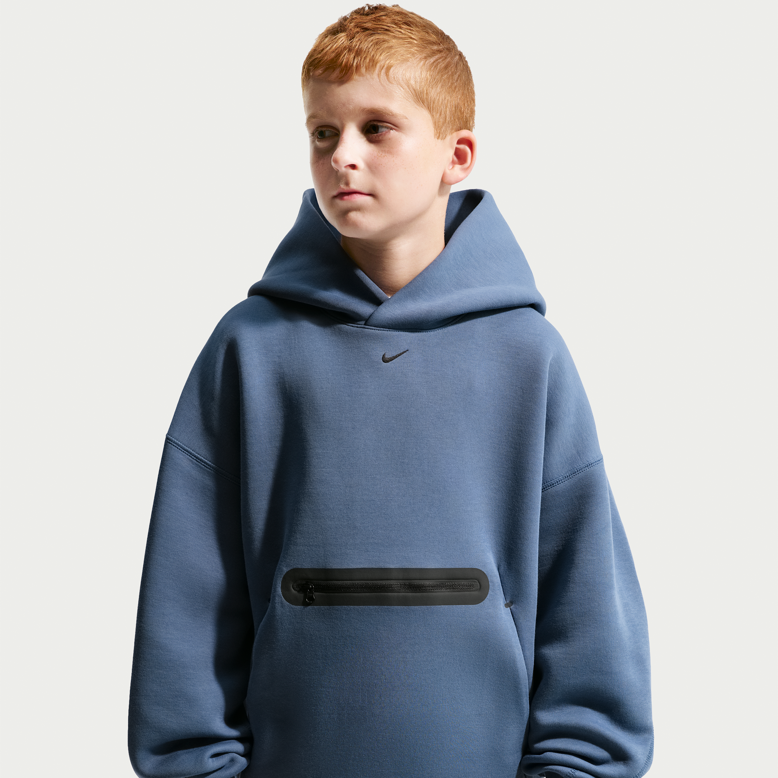 Nike Sportswear Tech Fleece Big Kids' (Boys') Oversized Pullover Hoodie in Blue | HV1198-491