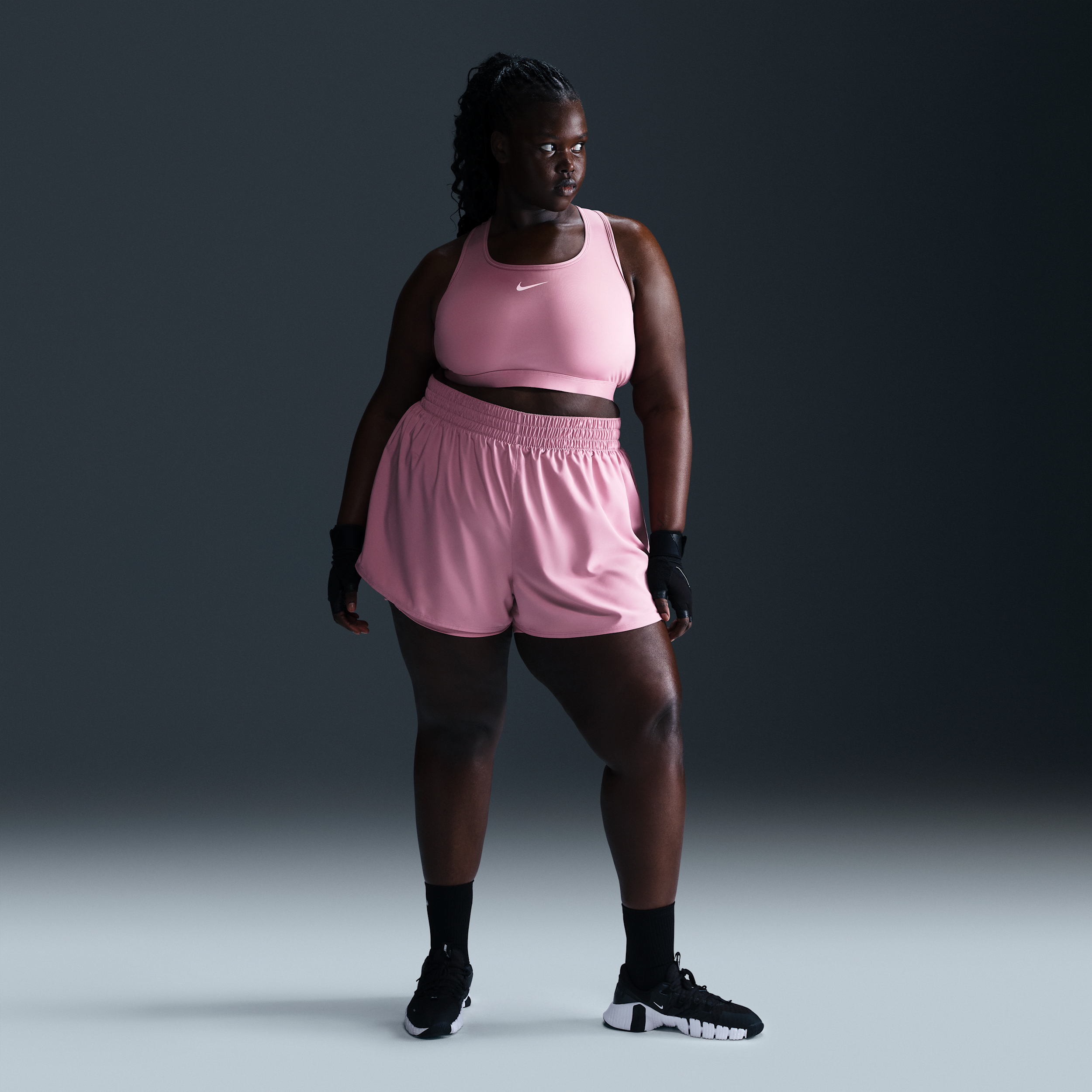 NIKE WOMEN'S DRI-FIT ONE HIGH-WAISTED 3" 2-IN-1 SHORTS (PLUS SIZE) 1015663739