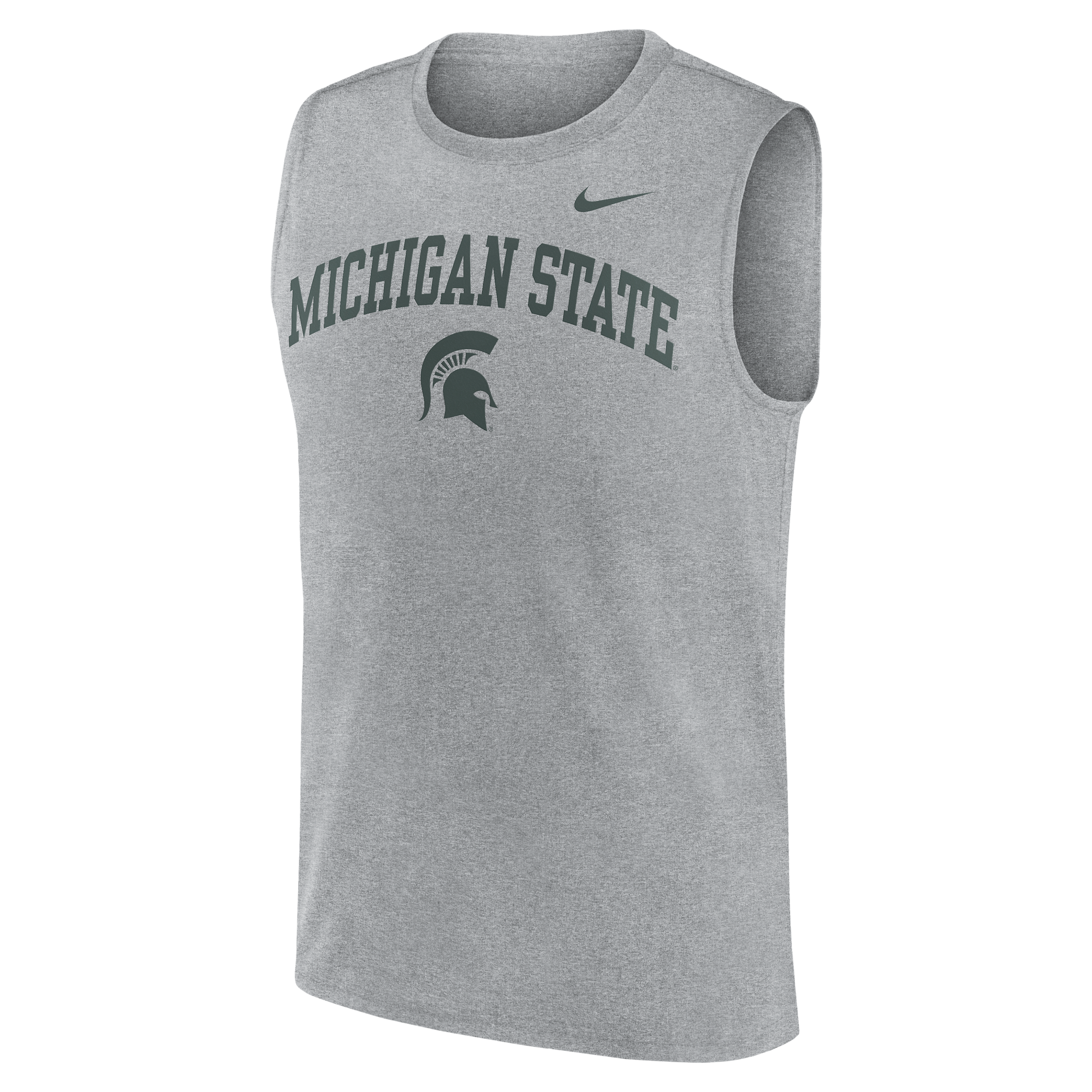 Nike Men's Heather Gray Michigan State Spartans Primetime Legend Arch Dri-fit Muscle Tank Top - Heather Gray