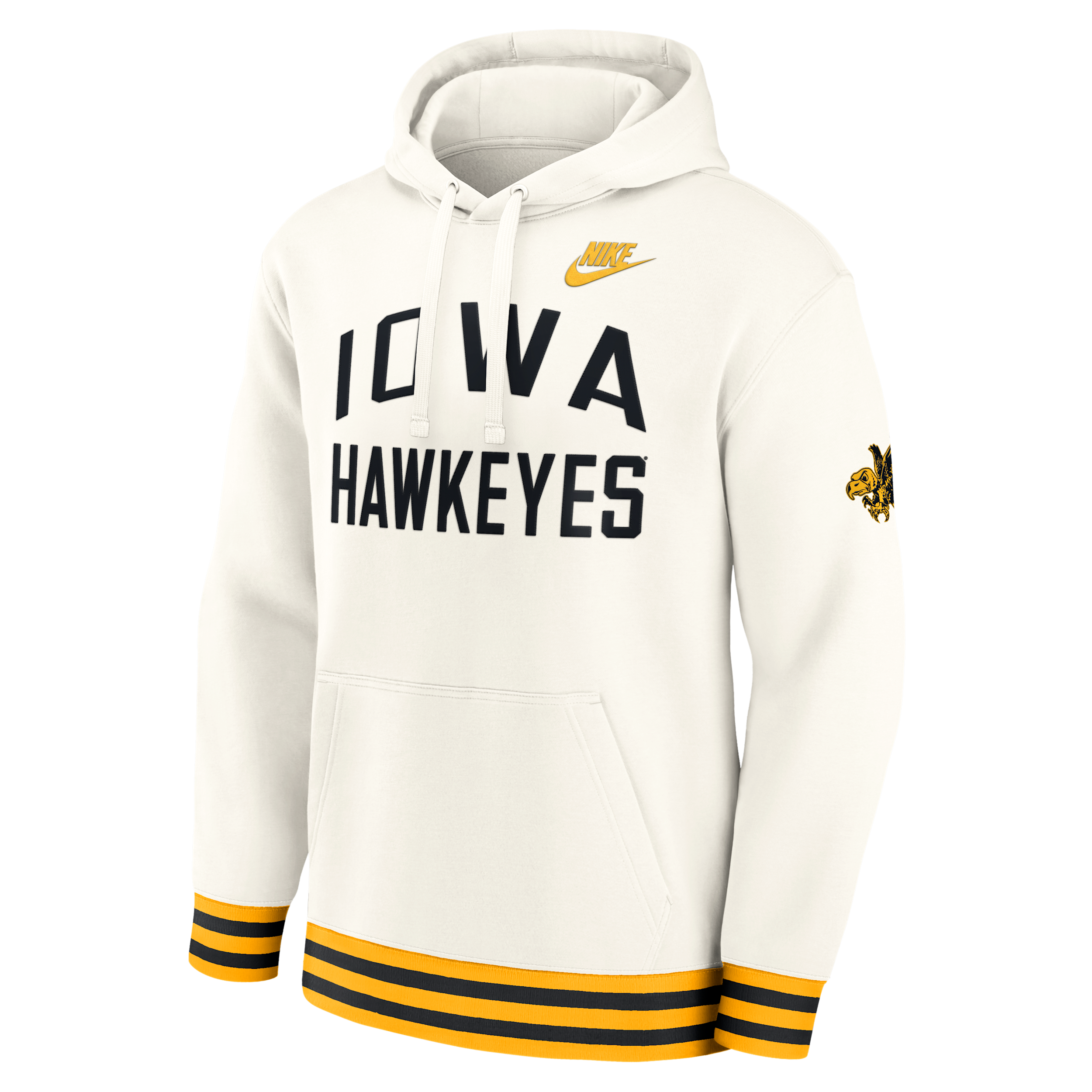 Nike Men's Iowa Hawkeyes Legacy Retro Loose-Fit Pullover Hoodie - Cream, Gold