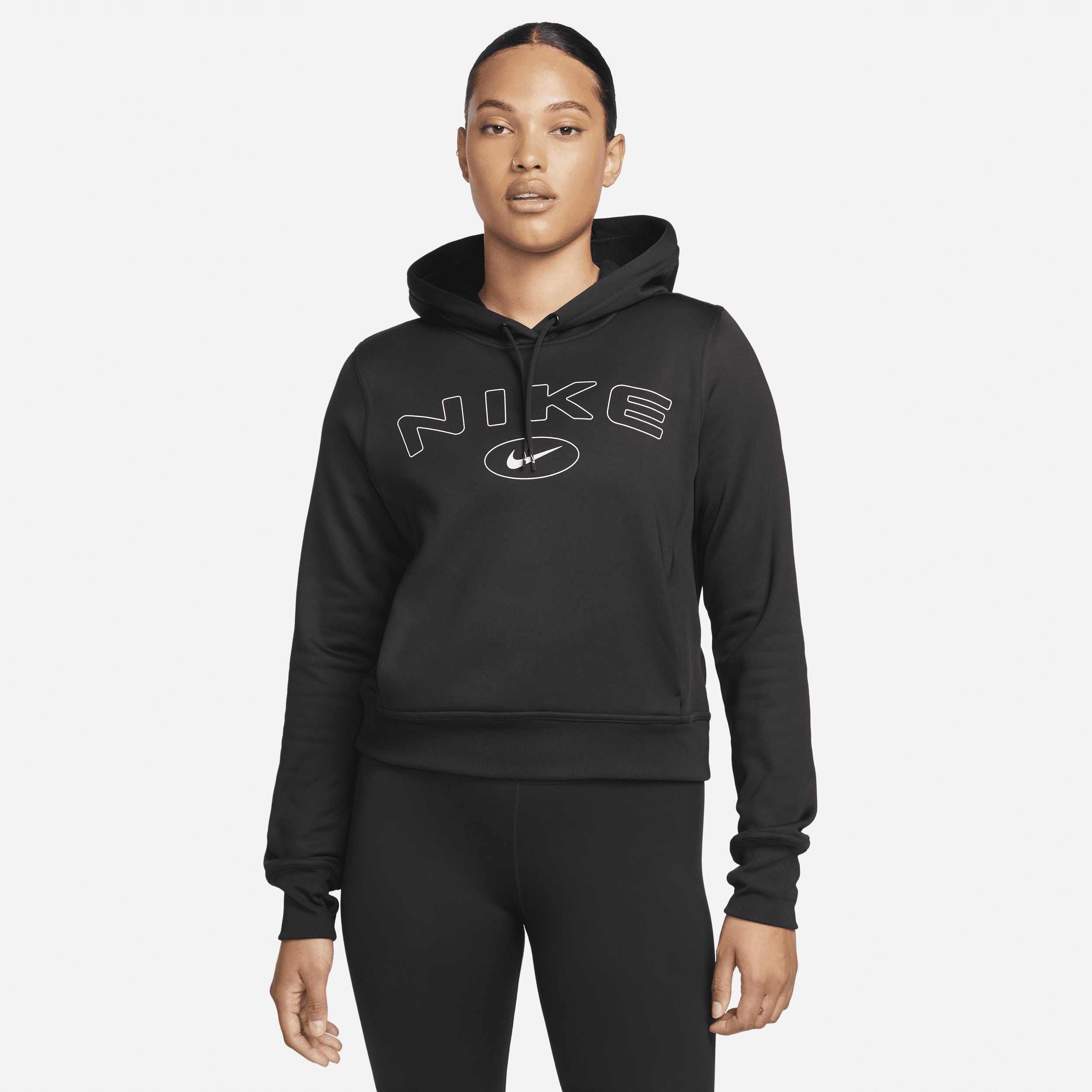 Nike Women's Therma-fit One Pullover Graphic Hoodie In Black