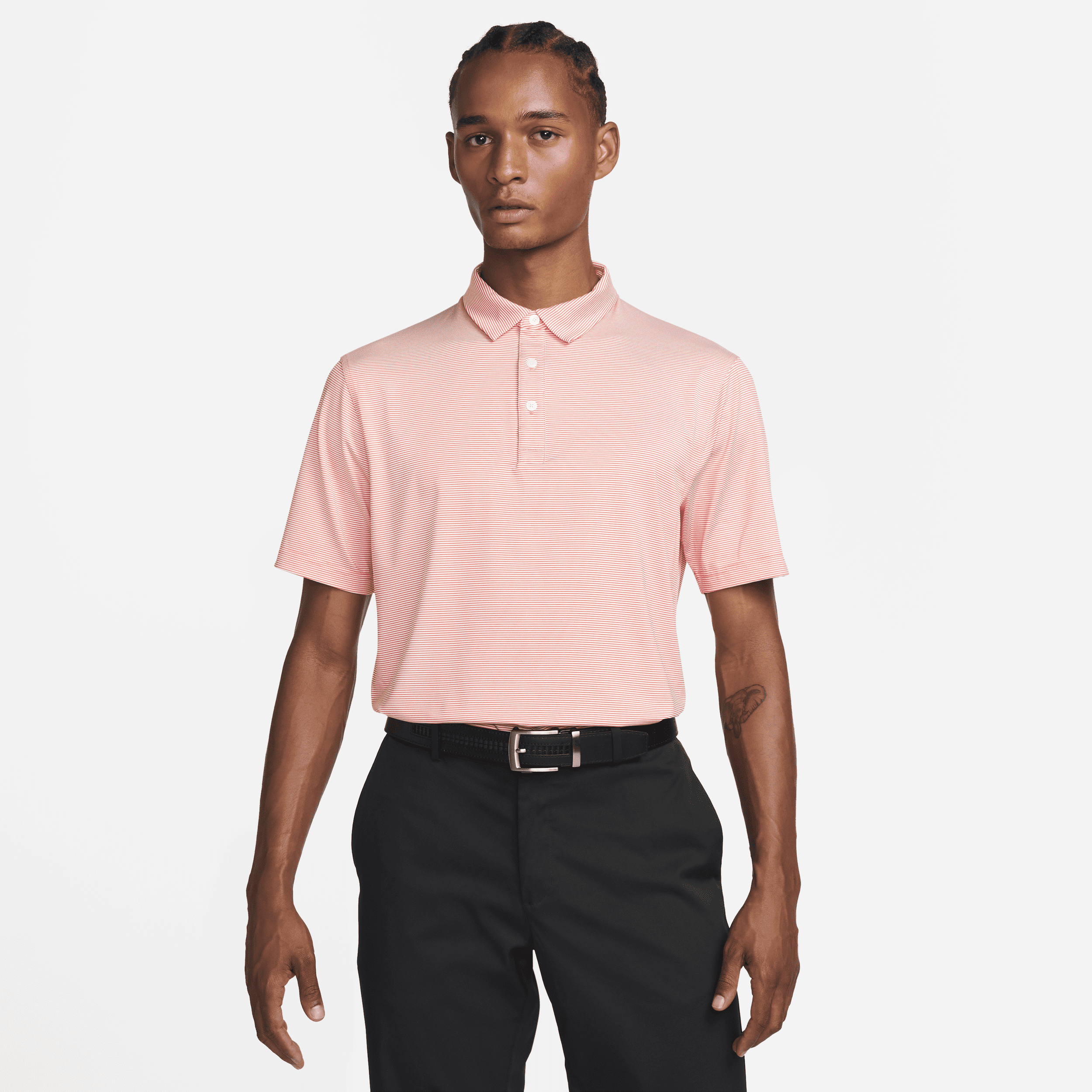 Nike Men's Dri-fit Player Striped Golf Polo In Orange