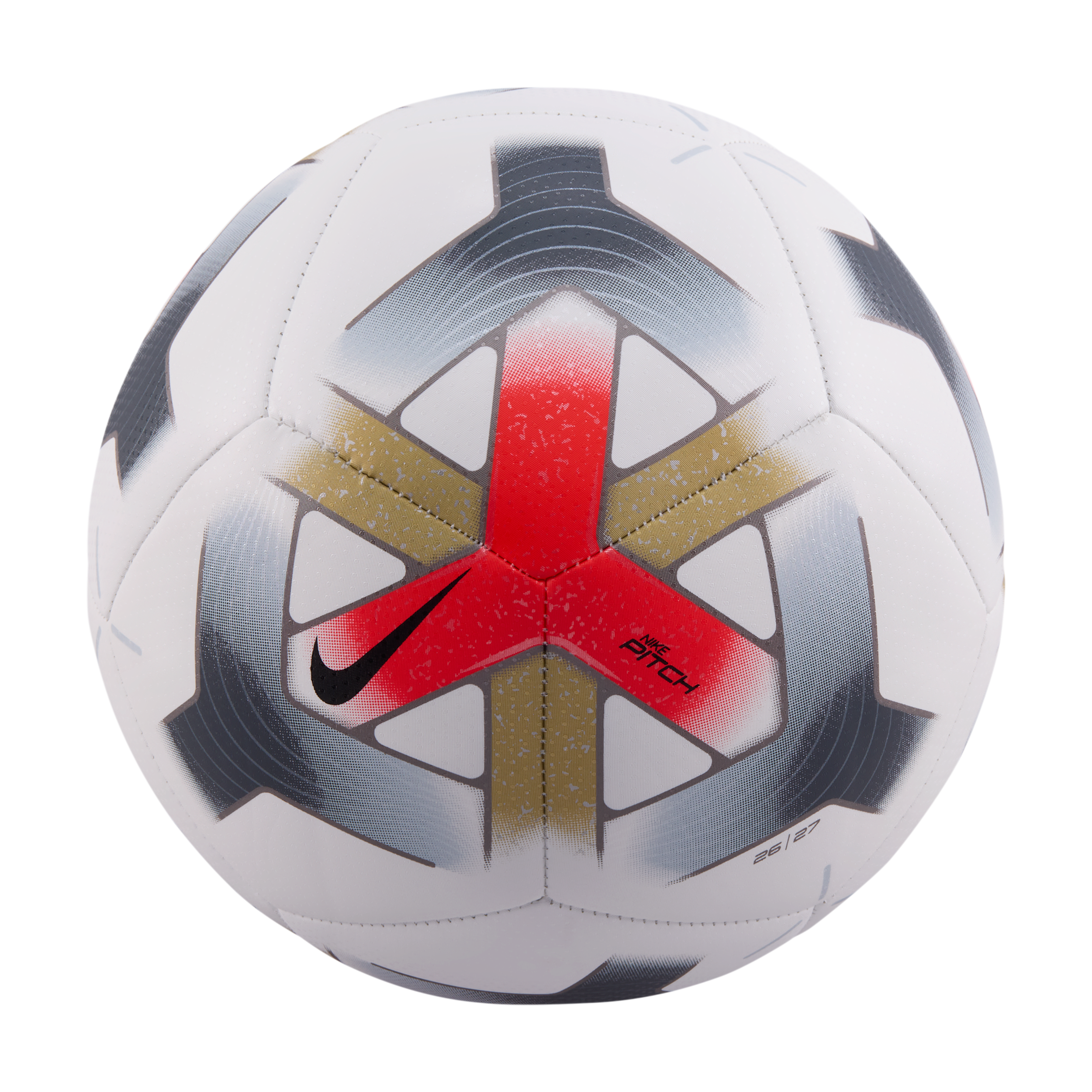NIKE Pitch Soccer Ball, Size 5, White/Bright Crimson/Black