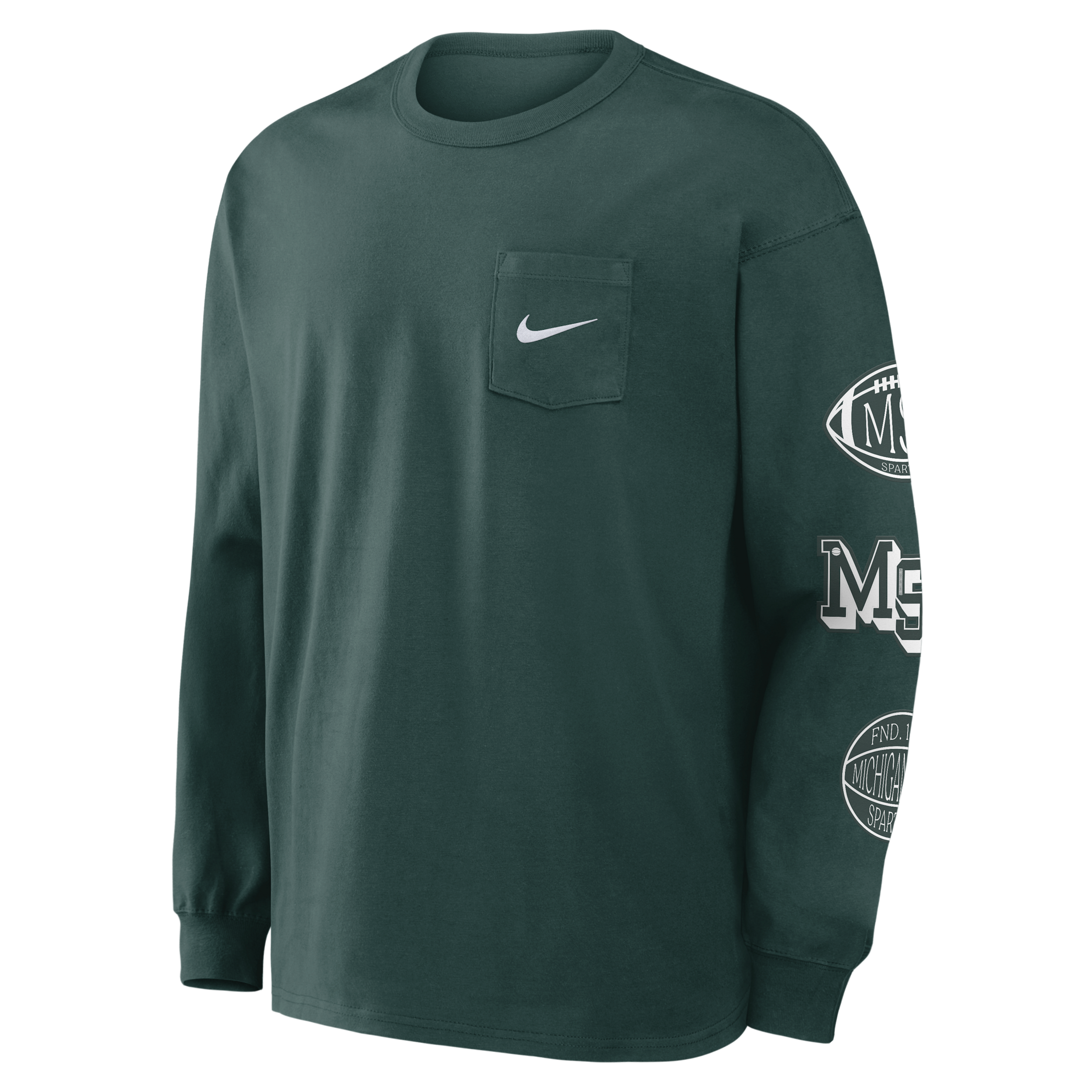 Michigan State Academic Max90 Pocket Nike Men's College Long-Sleeve T-Shirt in Green | 04TA3EYMST-U1K