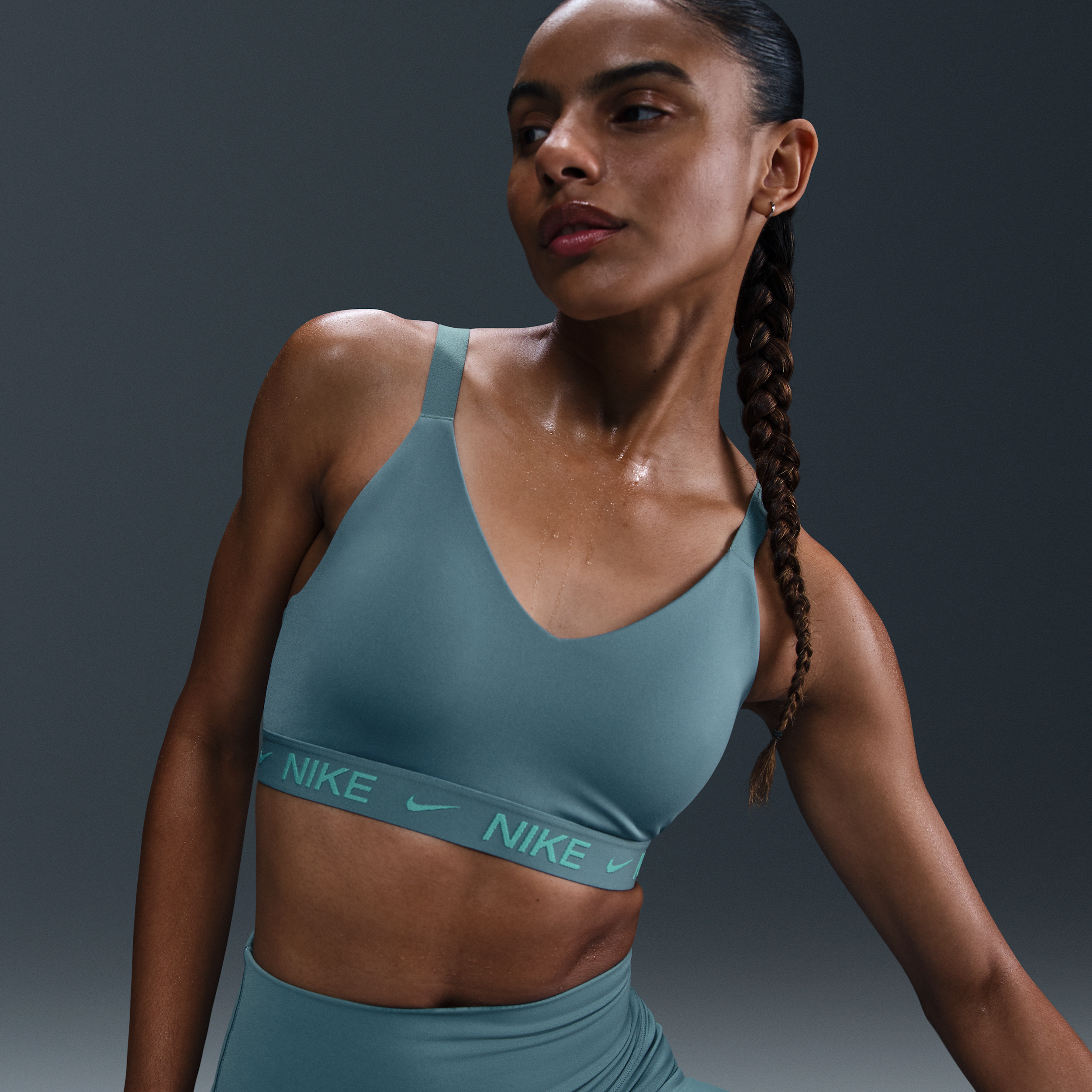 Nike Women's Indy Medium Support Padded Adjustable Sports Bra In Blue