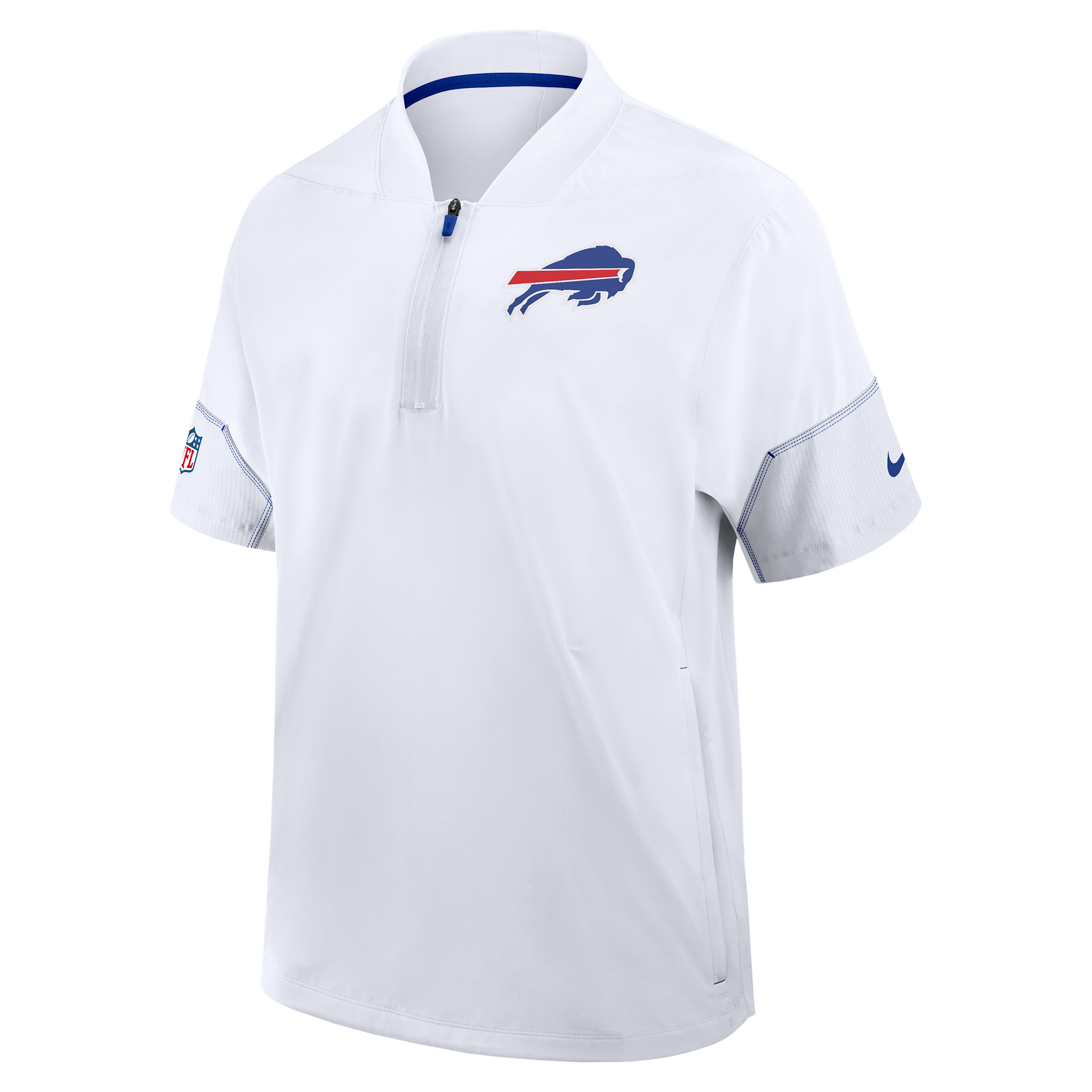 Buffalo Bills Sideline Coach Nike Men's NFL 1/2-Zip Short-Sleeve Hooded Jacket in White | 03BO481M81-2J5
