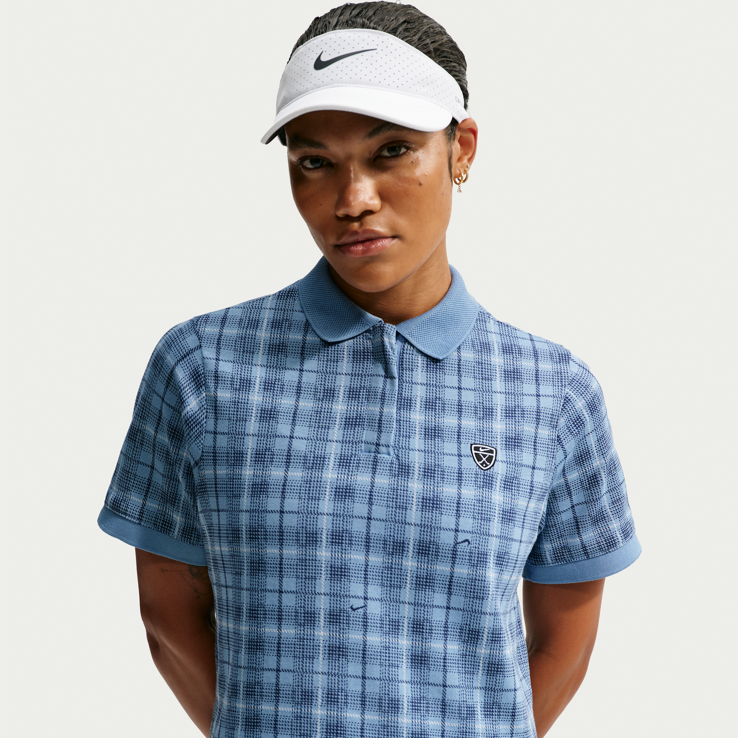 Nike Women's Fairway Fresh Dri-FIT Tartan Golf Polo in Blue | IO0350-486