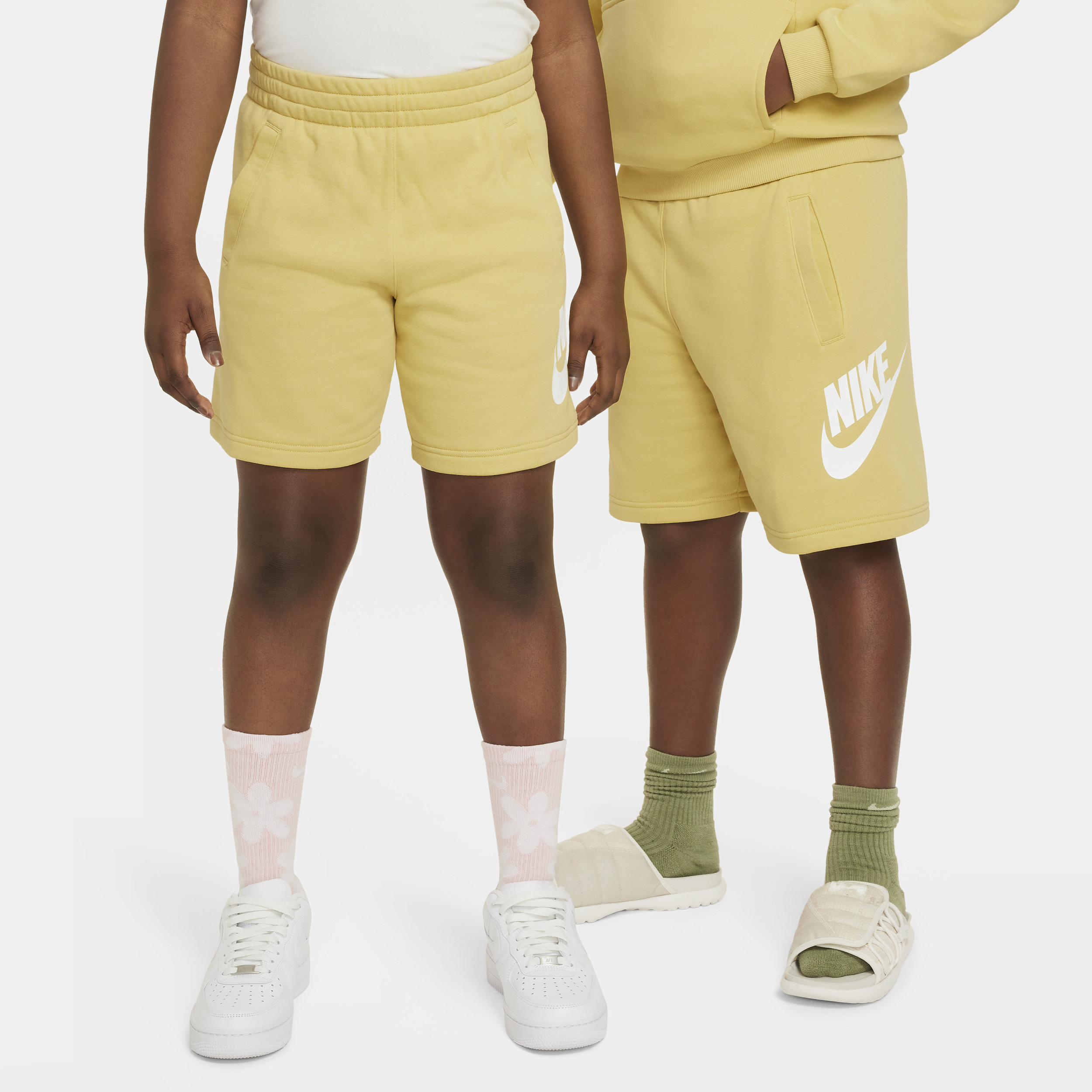 Nike Sportswear Club Fleece Big Kids' French Terry Shorts (extended Size) In Yellow