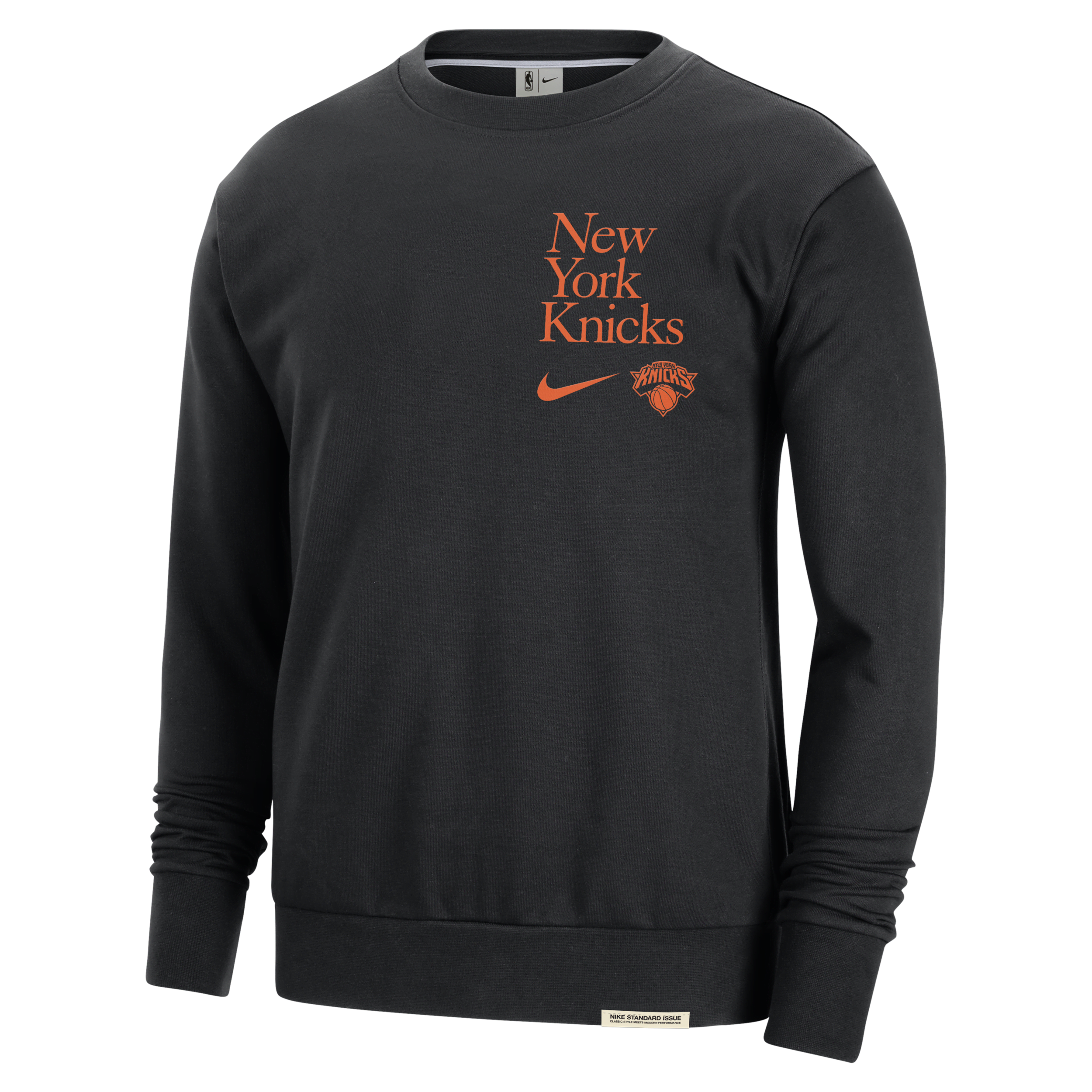 Nike New York Knicks Standard Issue  Men's Dri-fit Nba Crew-neck Sweatshirt In Black