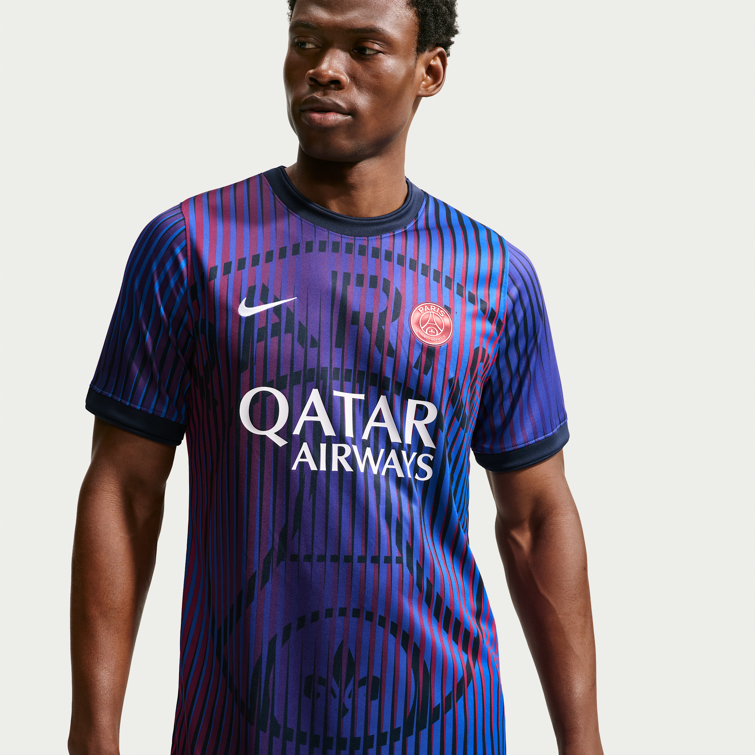 Paris Saint-Germain Away Nike Men's Dri-FIT Soccer Pre-Match Top in Blue | IQ6913-420