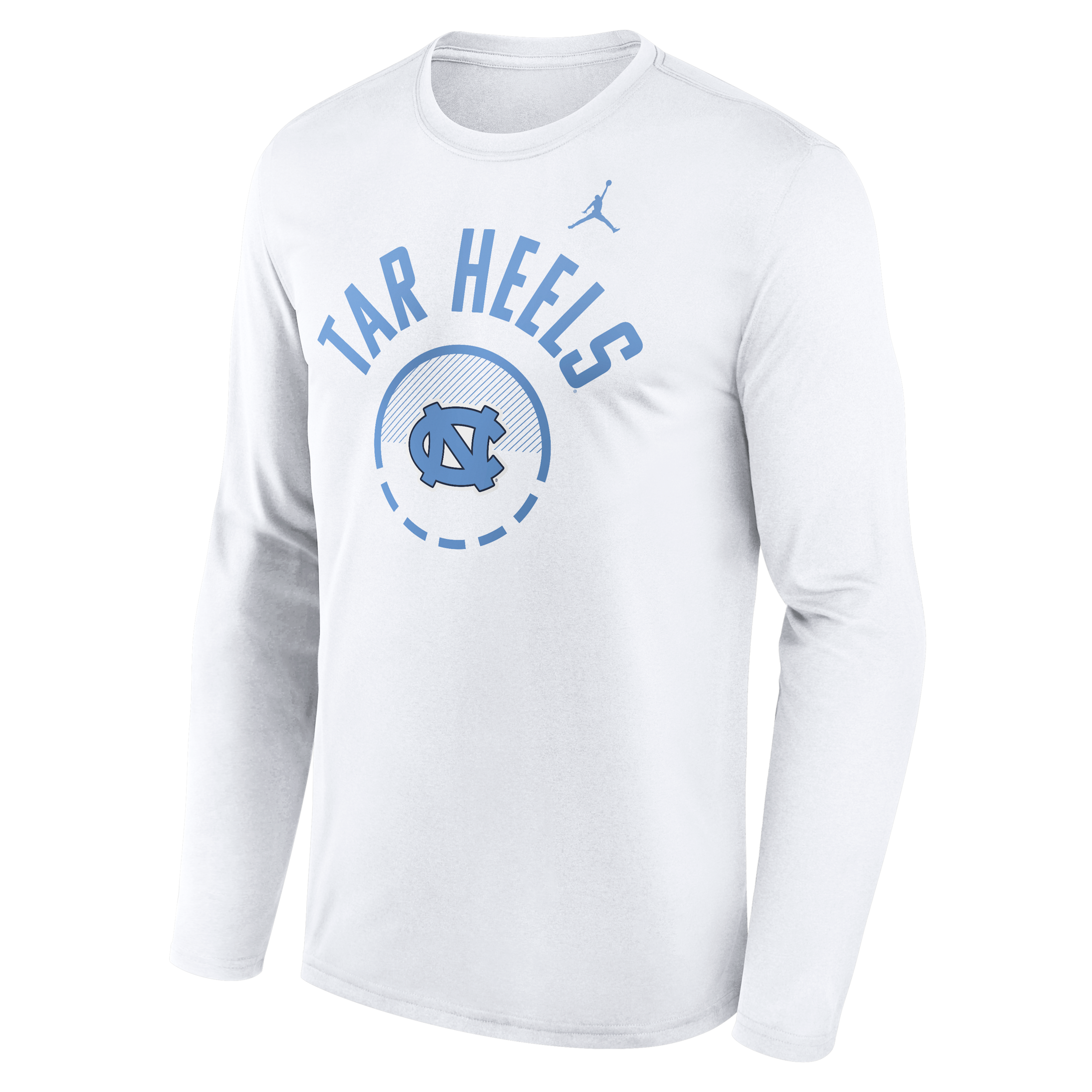 Men's North Carolina Courtside Jordan Brand Dri-FIT College Long-Sleeve T-Shirt in White | 0JTJ10ANCN-FFP