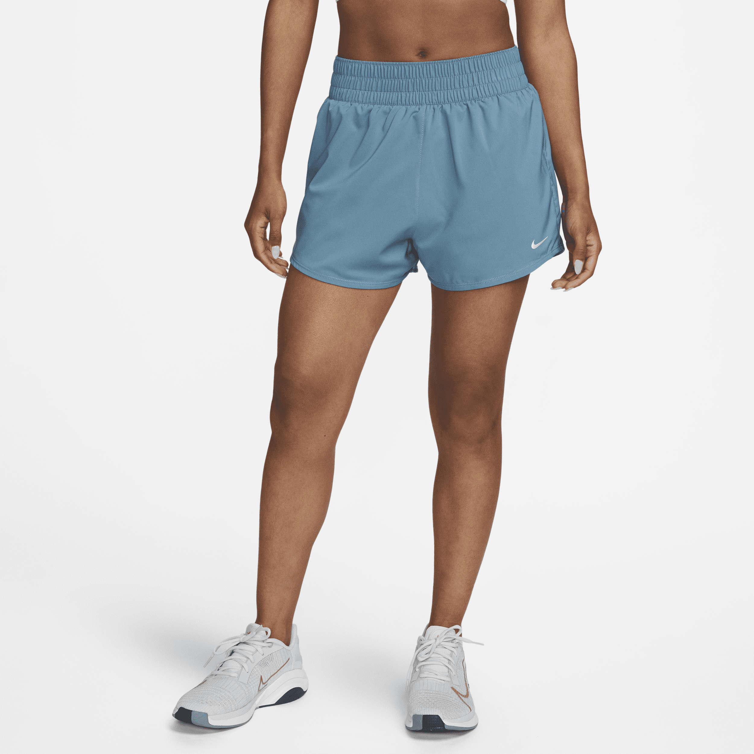 Nike Women's One Dri-fit High-waisted 3" Brief-lined Shorts In Blue