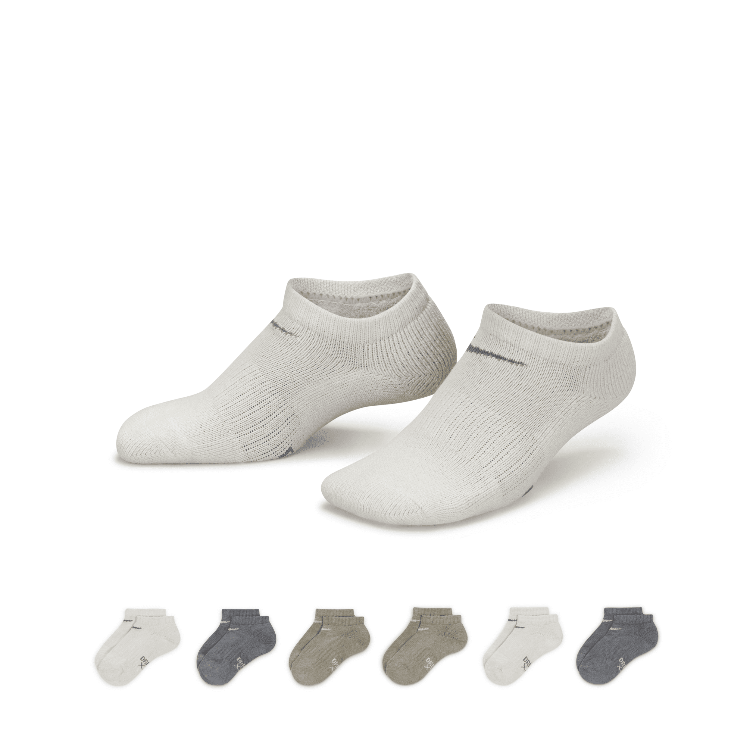 Nike Dri-fit Little Kids' No-show Socks (6 Pairs) In Grey