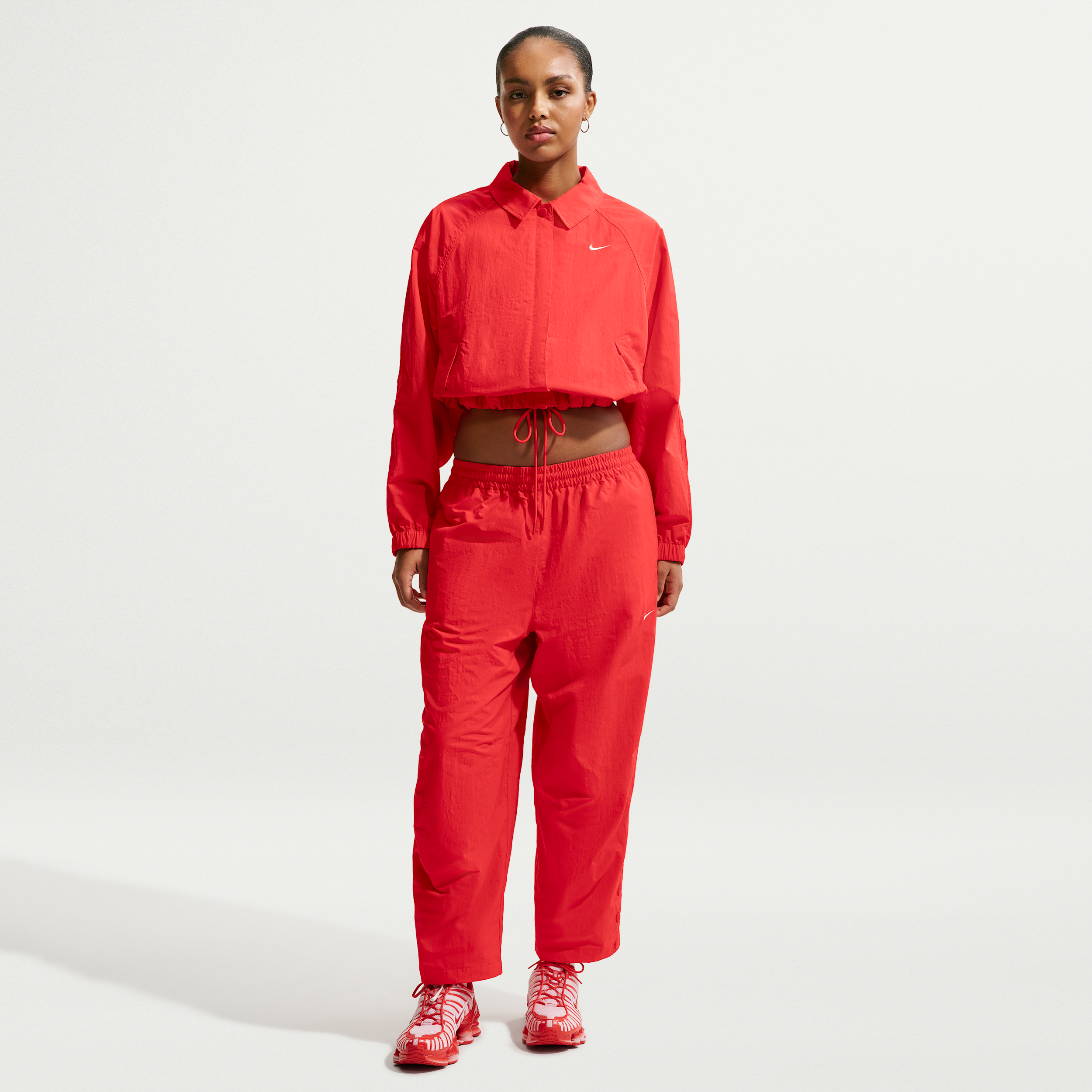Women's Nike Sportswear Oversized High-Waisted Woven Pants in Red | IF0220-696