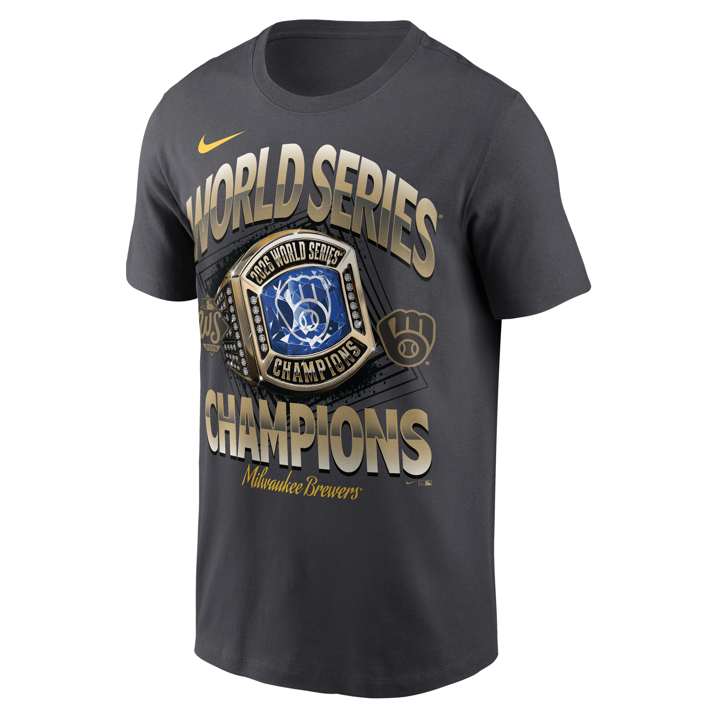 Milwaukee Brewers 2026 World Series Champions Nike Men's MLB T-Shirt in Grey | N19906FMZW-DA9