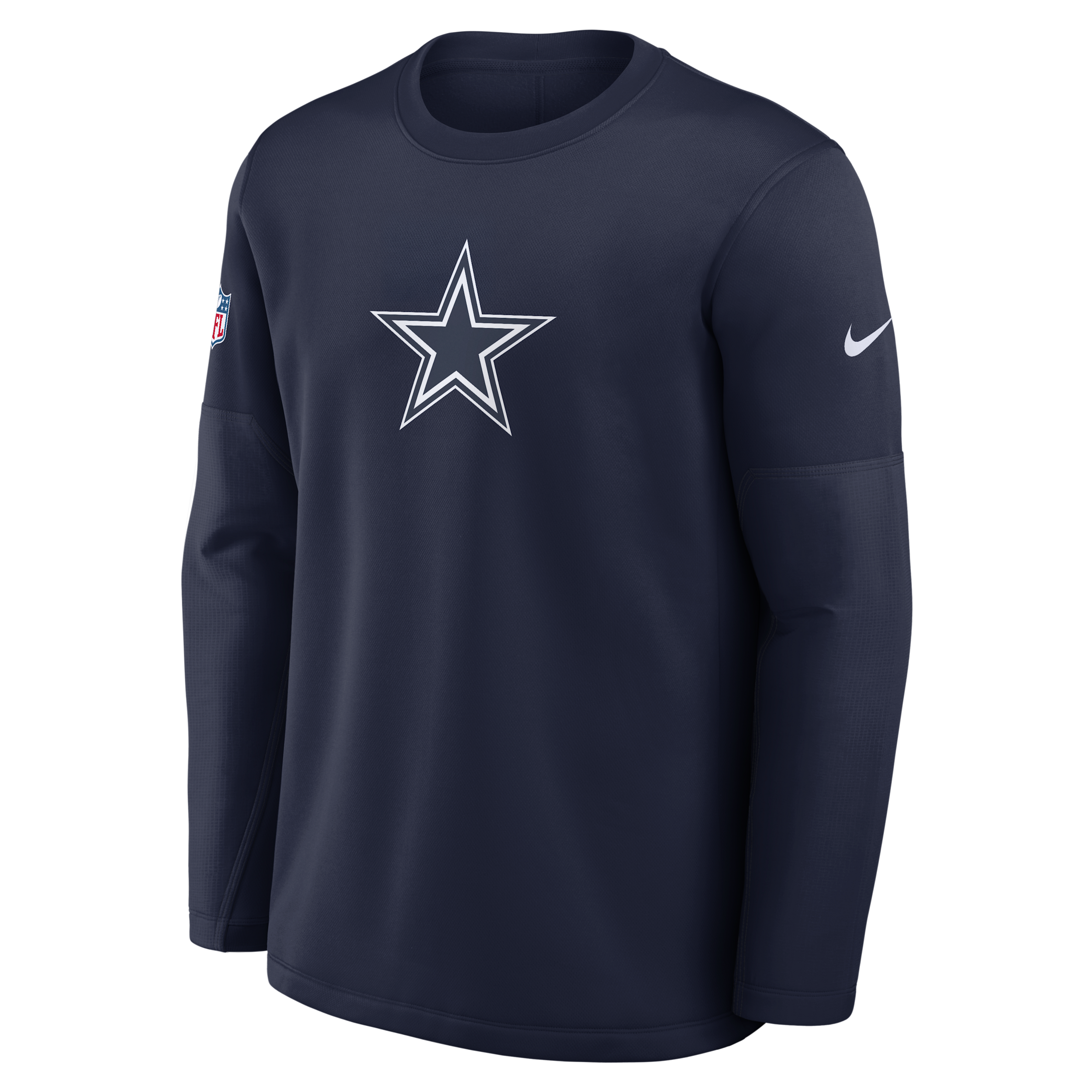 Men's Nike Navy Dallas Cowboys Sideline Coaches Team Present Midweight Therma-FIT Sweatshirt, Size: Medium, Blue