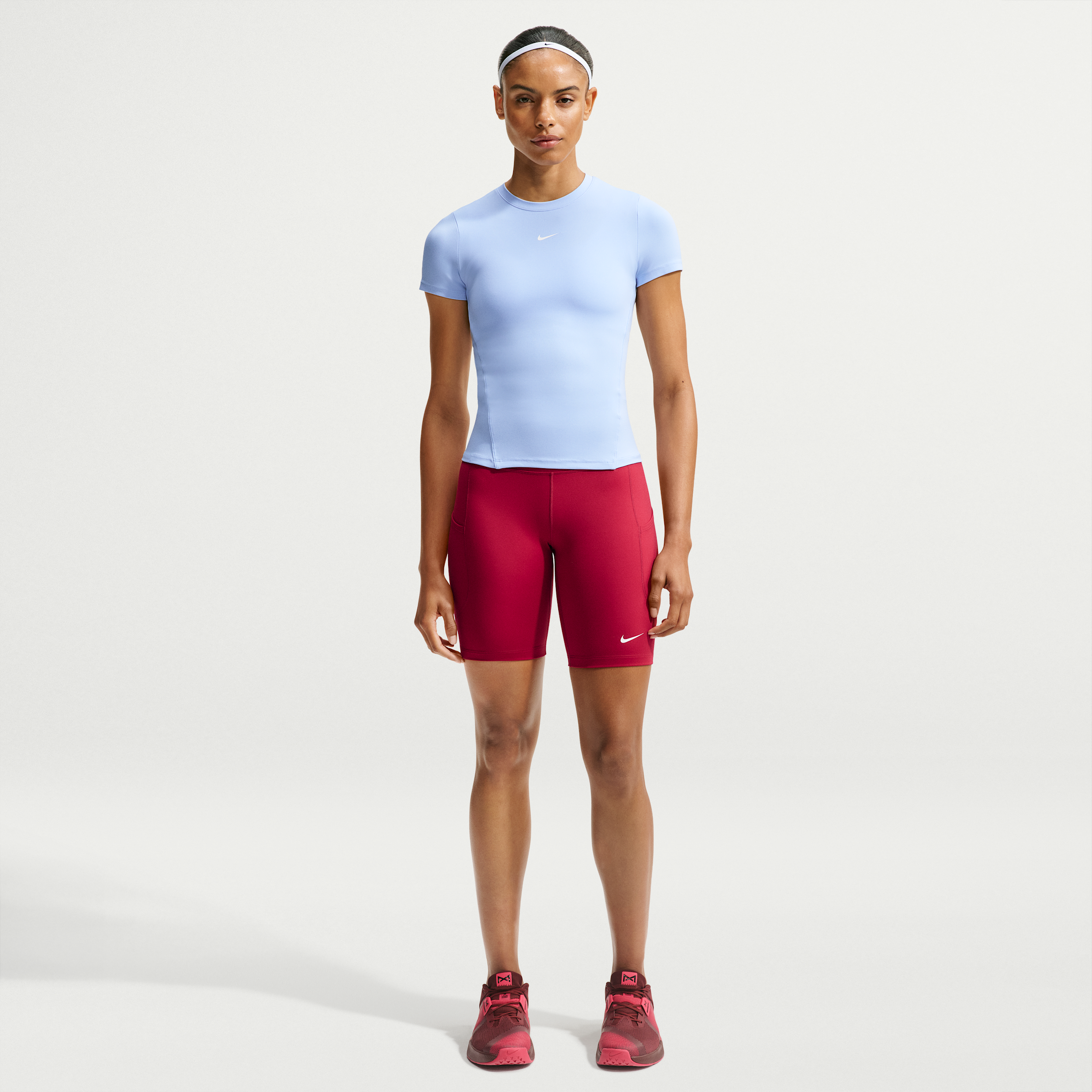 Nike Women's One High-Waisted 8" Biker Shorts with Pockets in Red | FZ6758-608