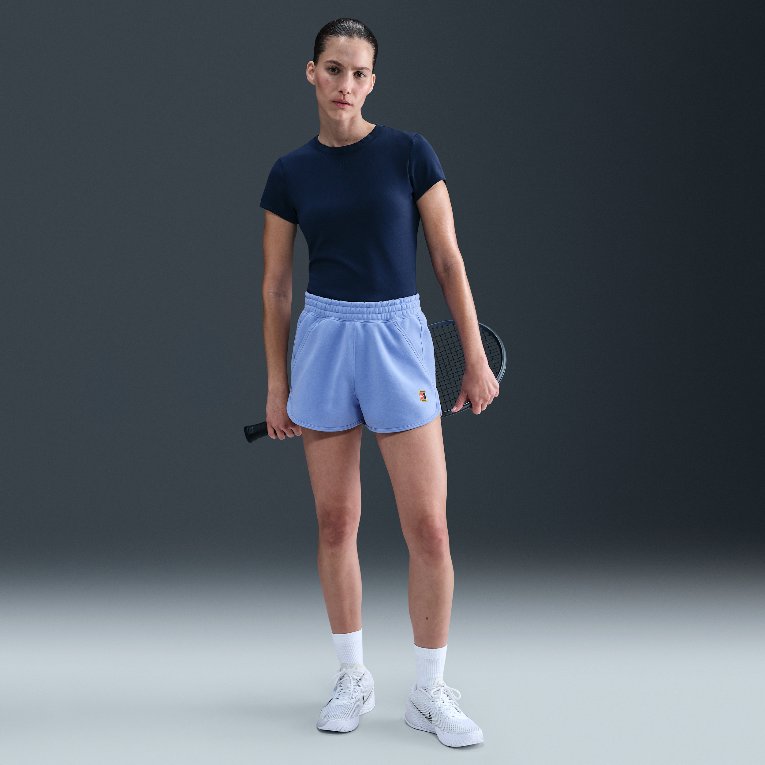 Nike Women's Court Heritage Mid-rise Fleece Tennis Shorts