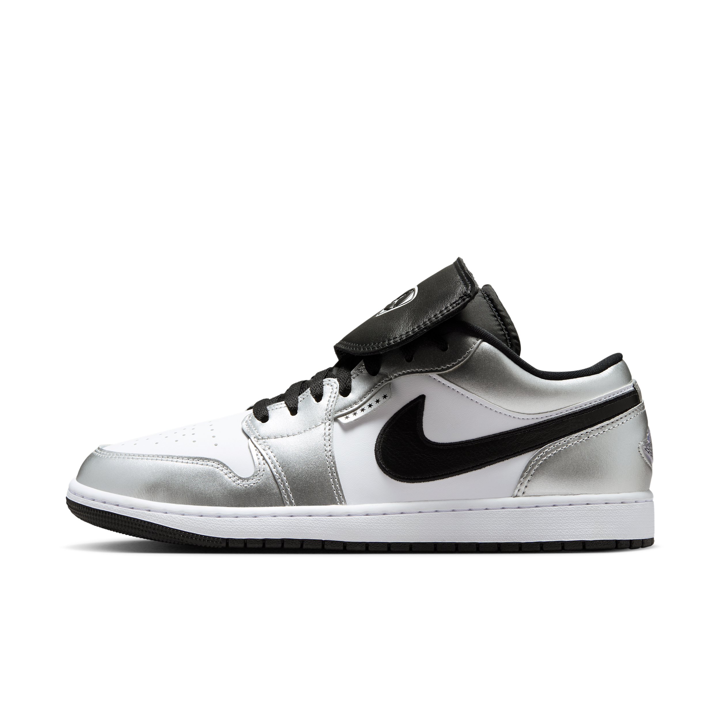 Air Jordan 1 Low SE Shoes, Men's, M14/W15.5, White/Black/Metallic Silver