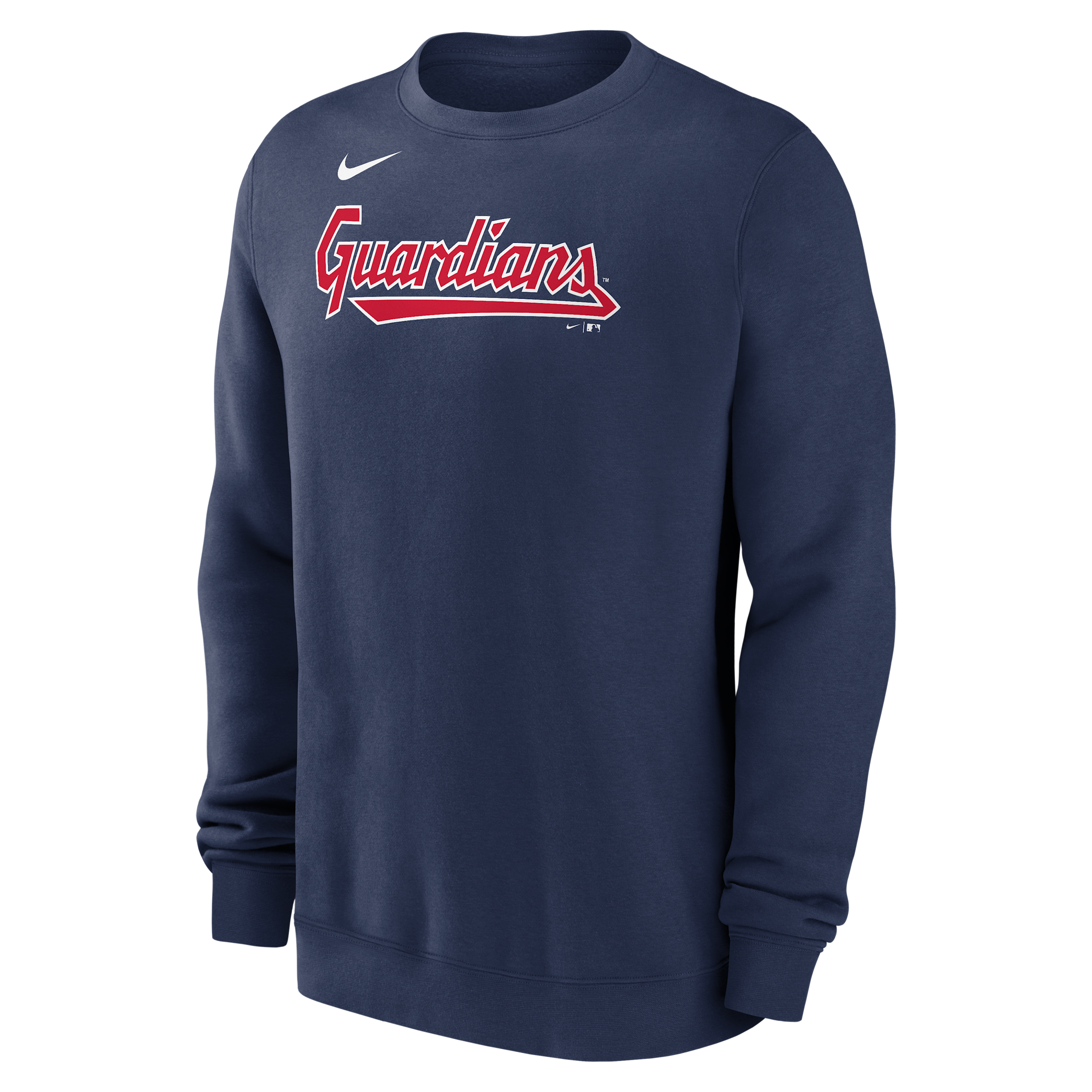 Cleveland Guardians Wordmark Nike Men's MLB Pullover Crew in Blue | NKPV44BGUA-M4Z