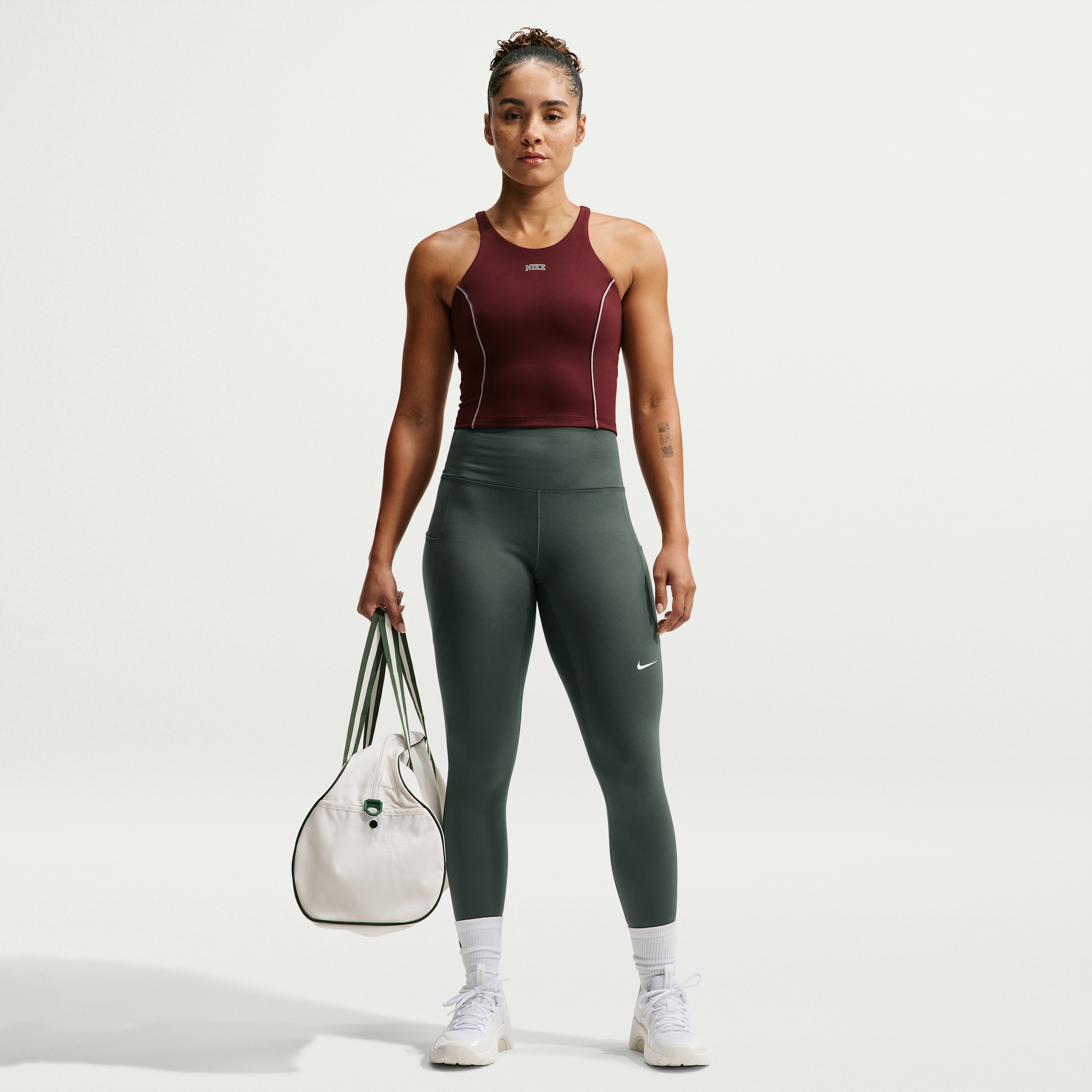 Nike Women's One High-Waisted 7/8 Leggings with Pockets in Green | FN3241-303