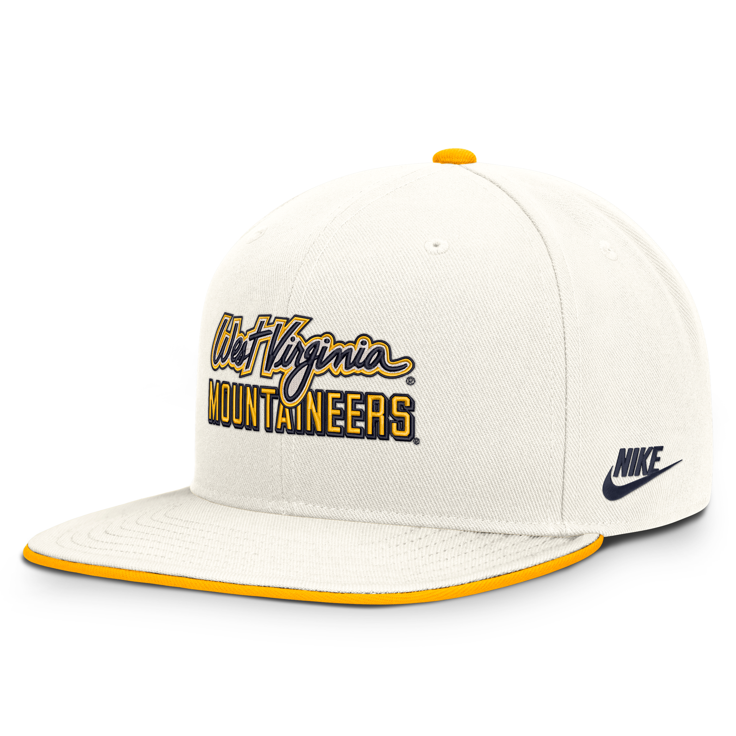 West Virginia Legacy Letter & Mascot Pro Nike Men's Dri-FIT College Adjustable Hat in White | NC120KGUWVV-207