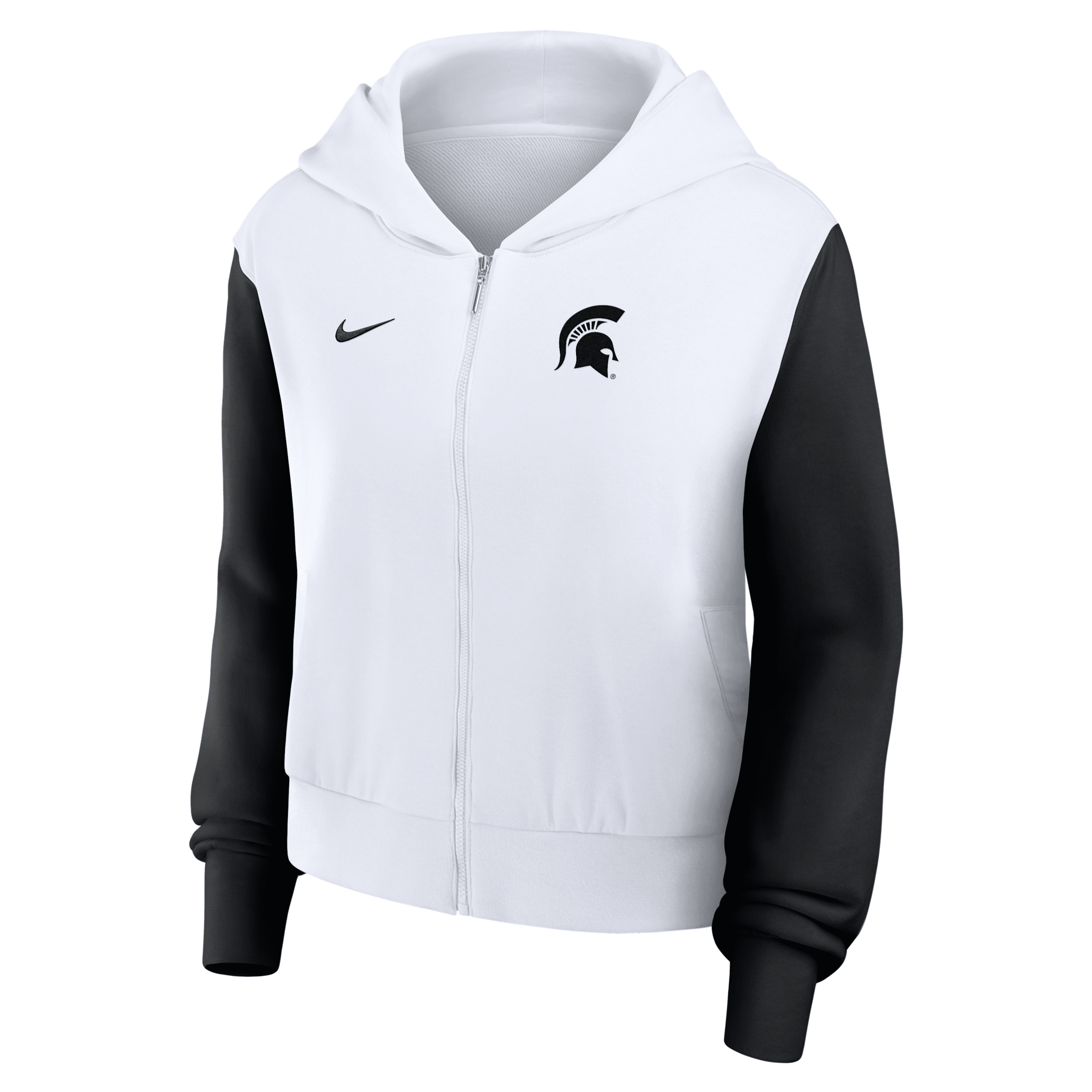 Nike White Michigan State Spartans Cropped Beyond Capability Color-block Script Full-zip Hoodie