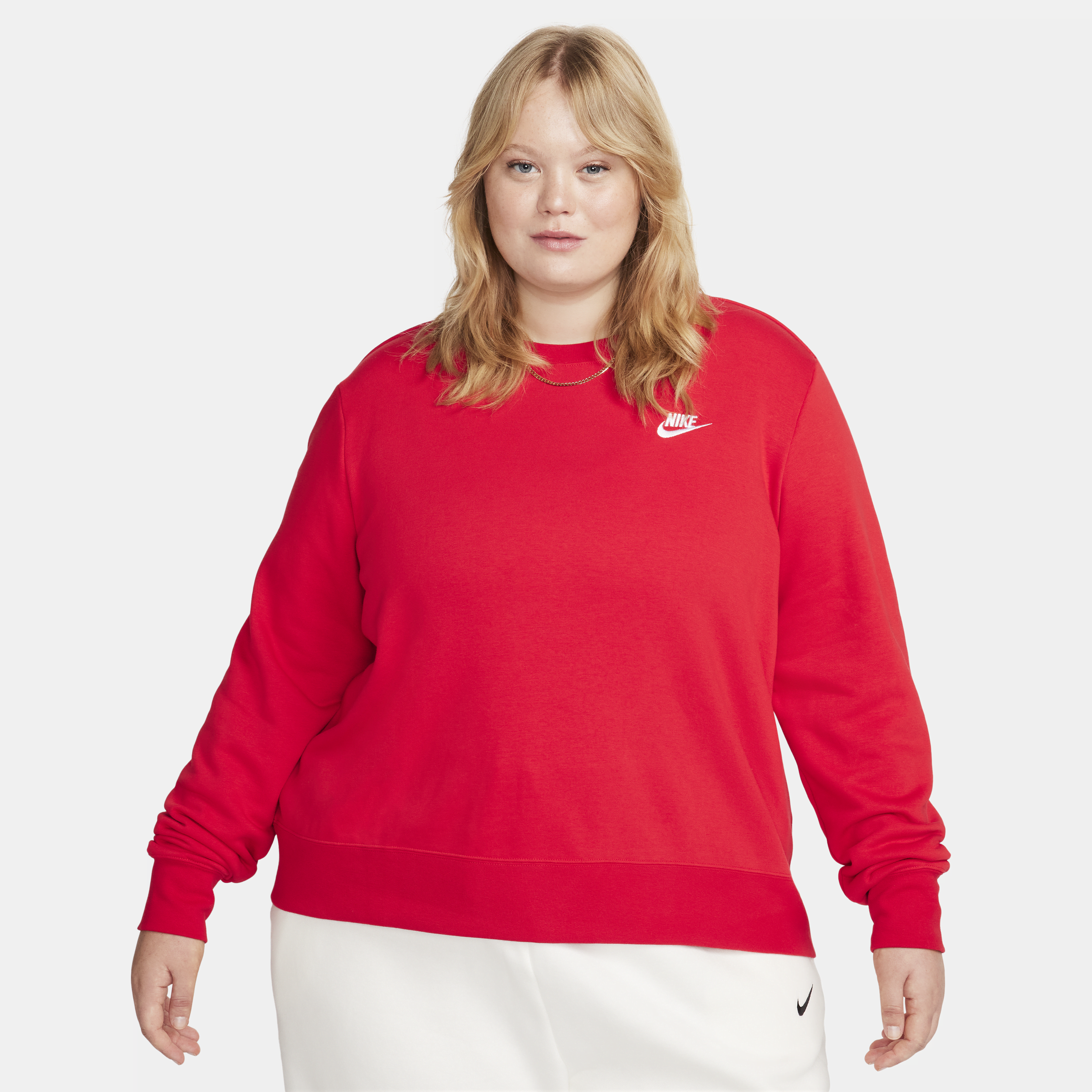 Nike Women's  Sportswear Club Fleece Crew-neck Sweatshirt (plus Size) In Red