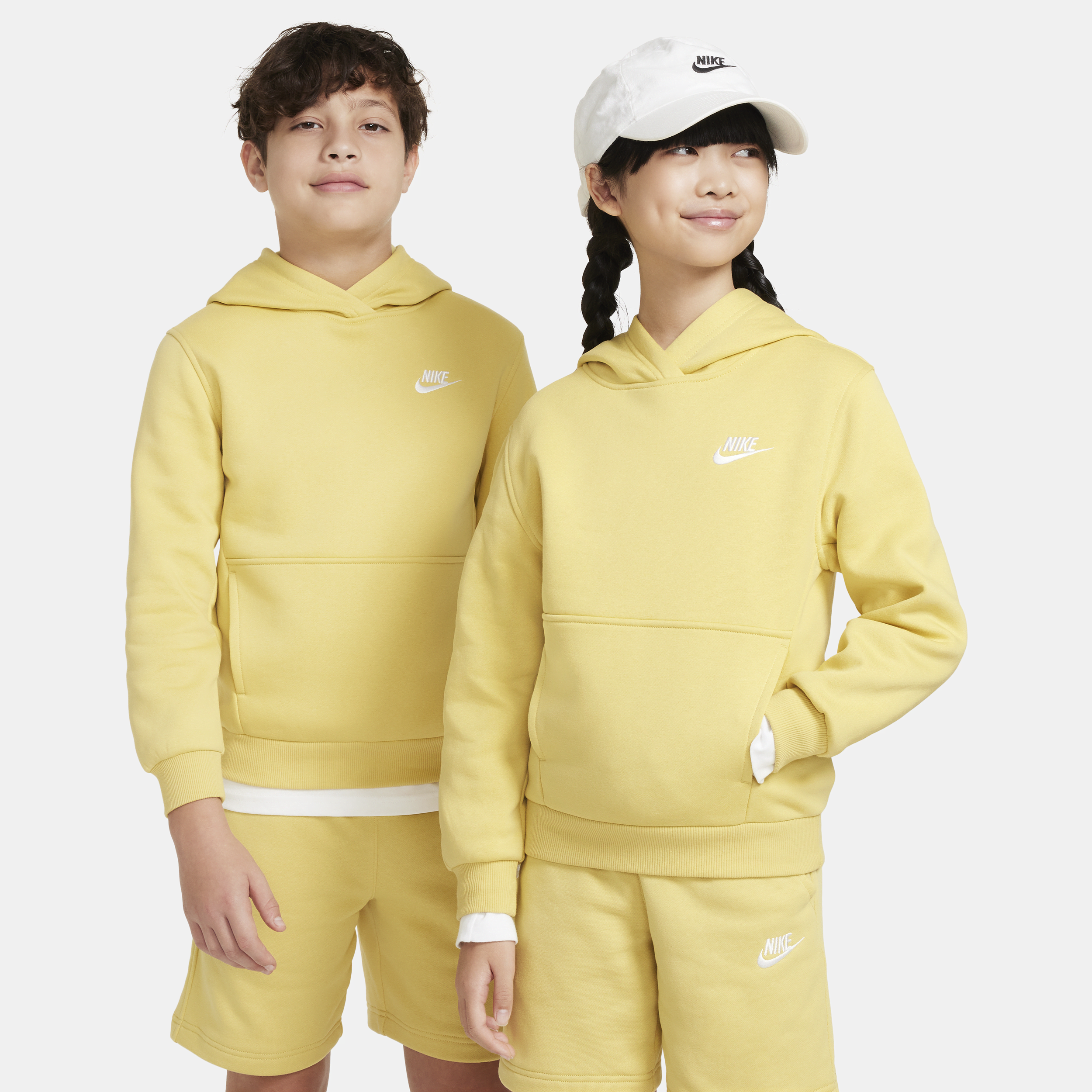 Nike Sportswear Club Fleece Big Kids' Pullover Hoodie In Yellow